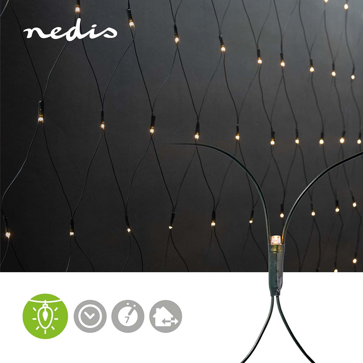 Dekorative Netzlichter | Warmweiss | 320 LED's | 3 x 1.5 m | Lichteffekte: 7 | Innen- und Aussenbereich | Netzstromversorgung