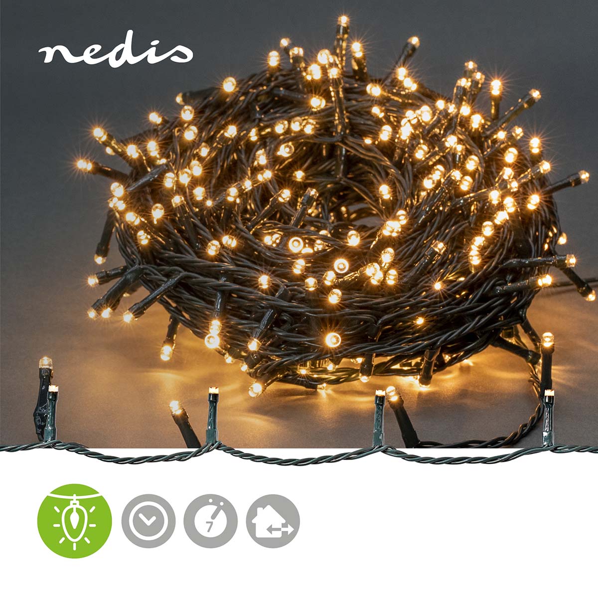 Weihnachtsbeleuchtung | Schnur | 320 LED's | Warmweiss | 24.00 m | Lichteffekte: 7 | Innen- und Aussenbereich | Netzstromversorgung