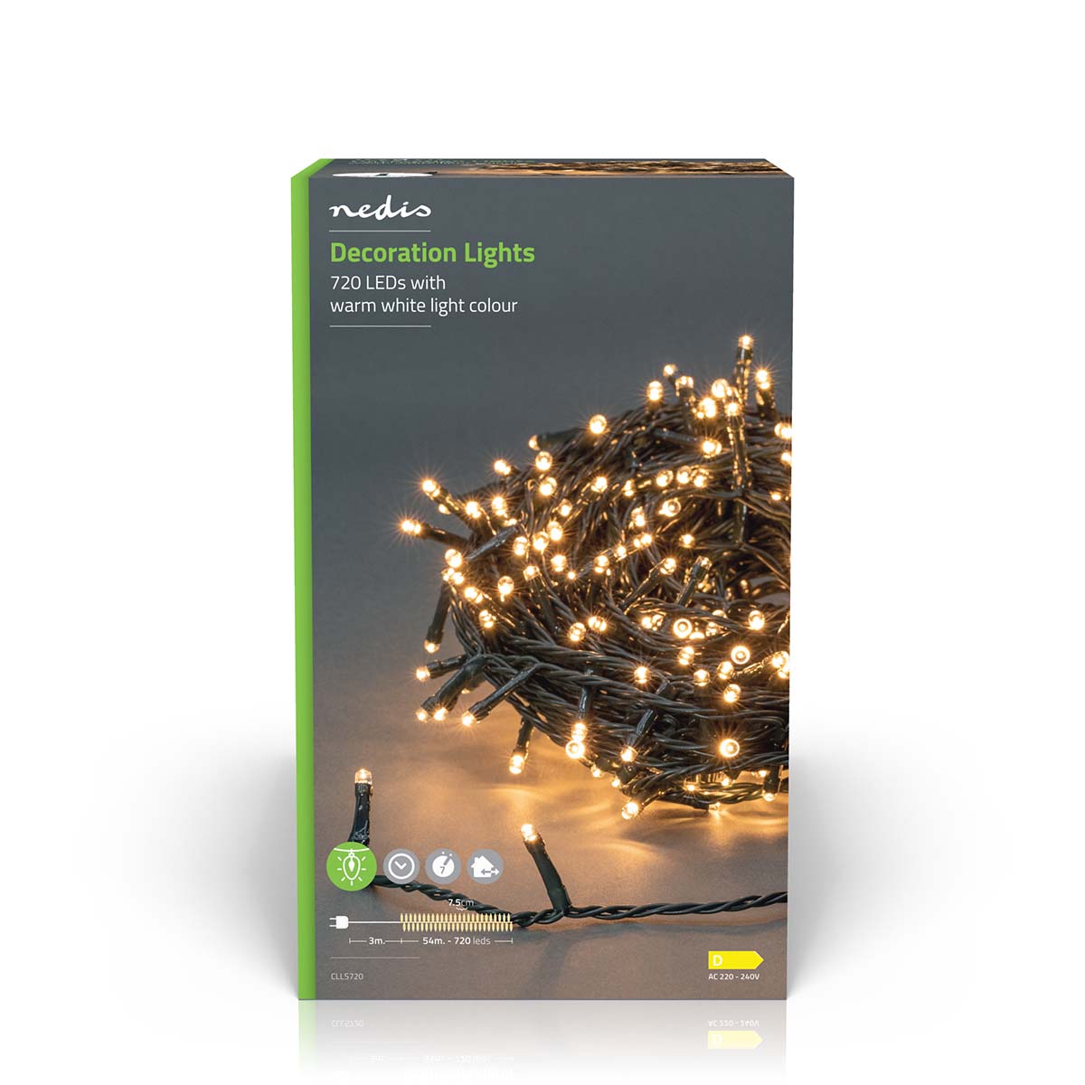 Weihnachtsbeleuchtung | Schnur | 720 LED's | Warmweiss | 54.00 m | Lichteffekte: 7 | Innen- und Aussenbereich | Netzstromversorgung