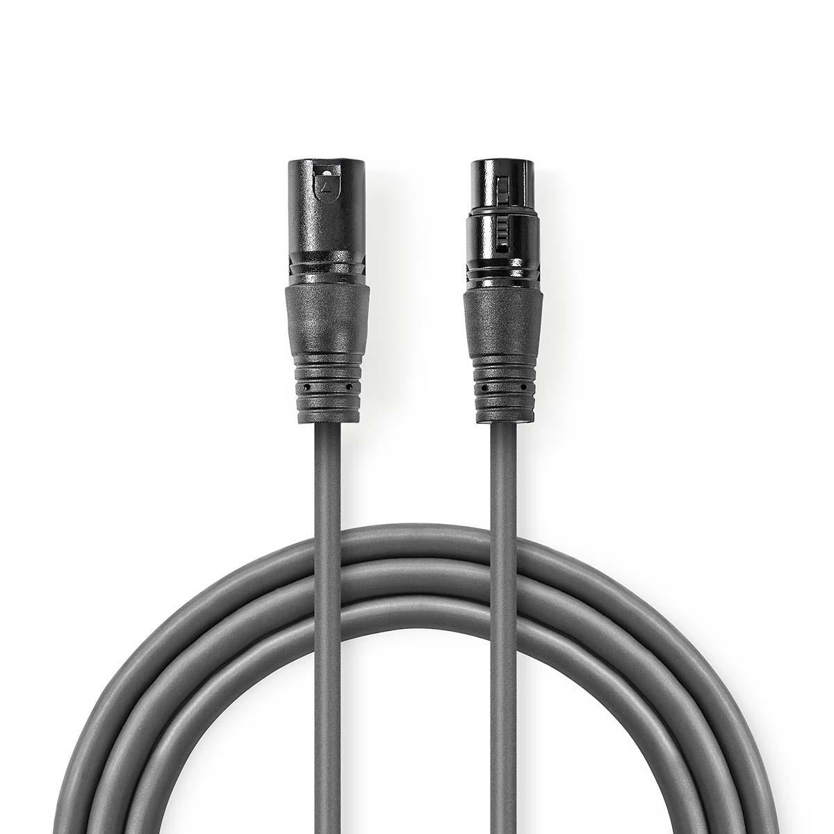 Balanced Audio-Kabel | XLR 3-Pin Stecker | XLR 3-Pin Buchse | Vernickelt | 10.0 m | Rund | PVC | Dunkelgrau | Kartonverpackung