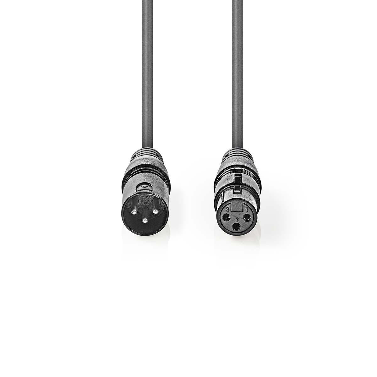 Balanced Audio-Kabel | XLR 3-Pin Stecker | XLR 3-Pin Buchse | Vernickelt | 20.0 m | Rund | PVC | Dunkelgrau | Kartonverpackung