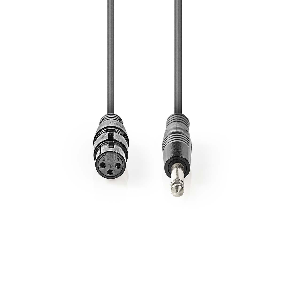 Unausgeglichen Audiokabel | XLR 3-Pin Buchse | 6.35 mm Stecker | Vernickelt | 10.0 m | Rund | PVC | Dunkelgrau | Kartonverpackung