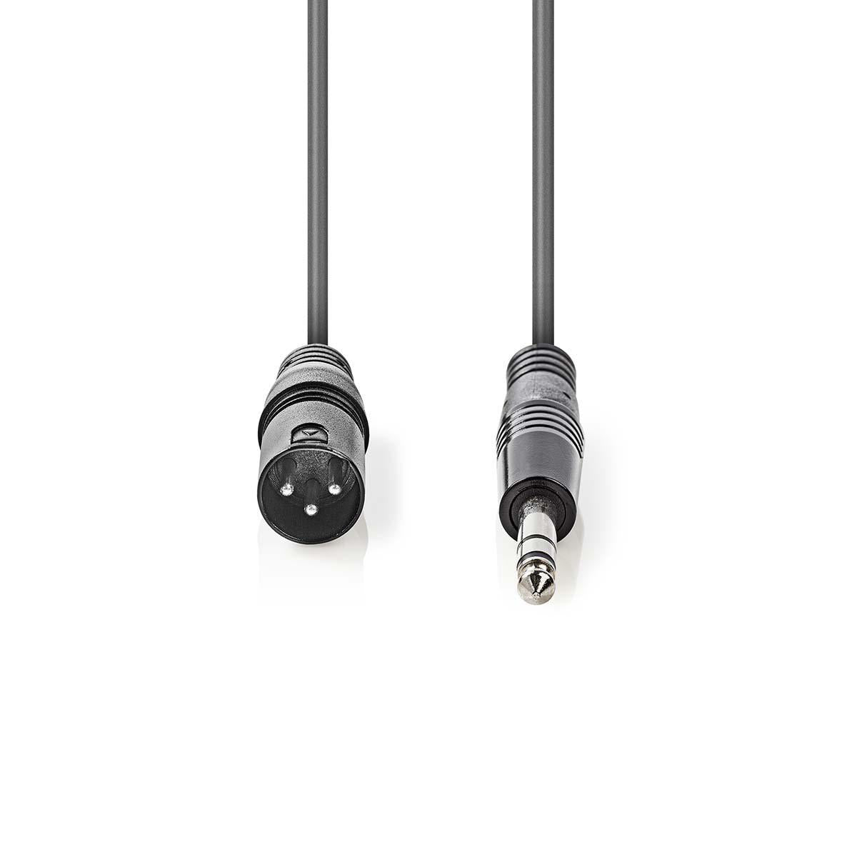 Balanced Audio-Kabel | XLR 3-Pin Stecker | 6.35 mm Stecker | Vernickelt | 1.50 m | Rund | PVC | Dunkelgrau | Kartonhülle