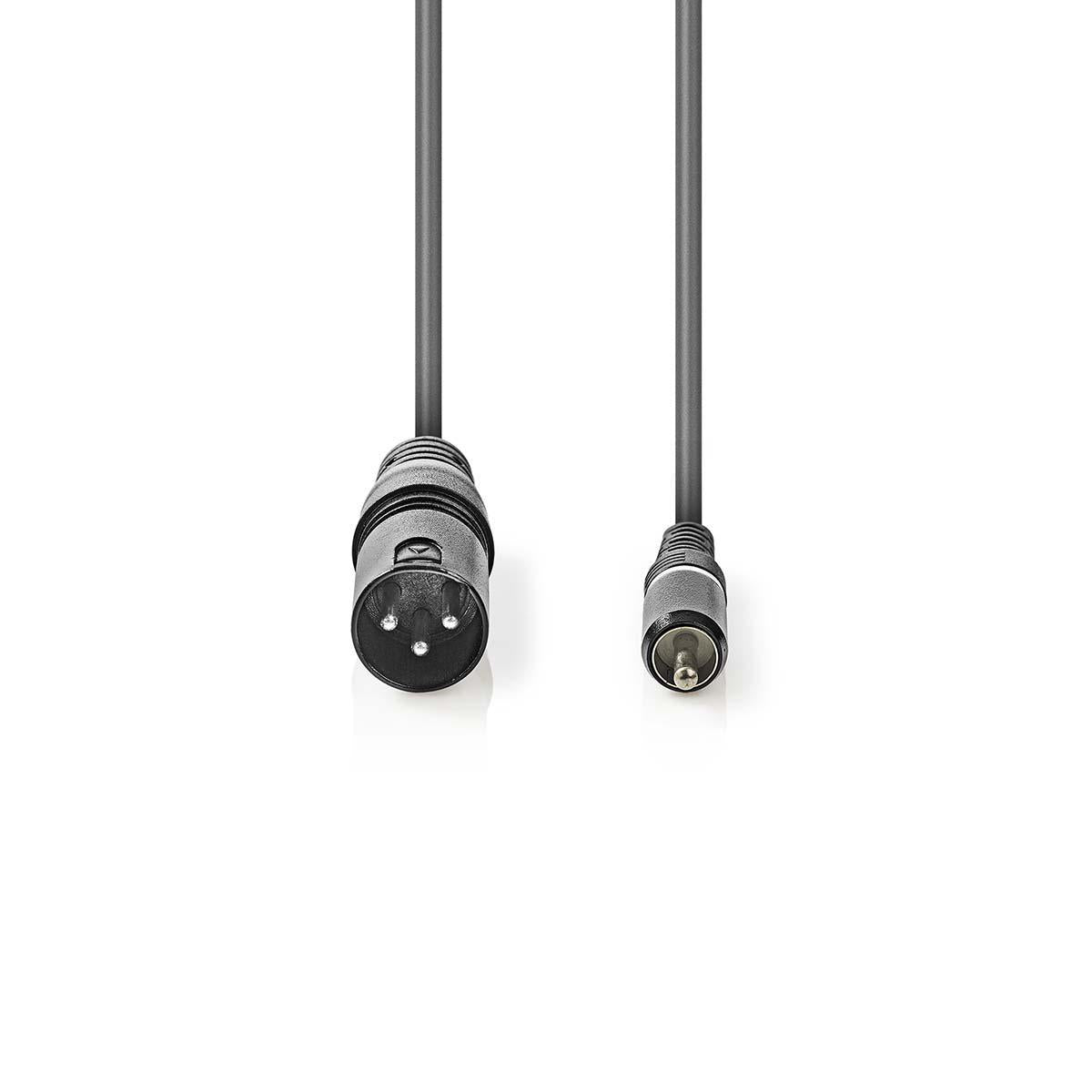 Unausgeglichen Audiokabel | XLR 3-Pin Stecker | RCA | Vernickelt | 1.50 m | Rund | PVC | Dunkelgrau | Kartonhülle