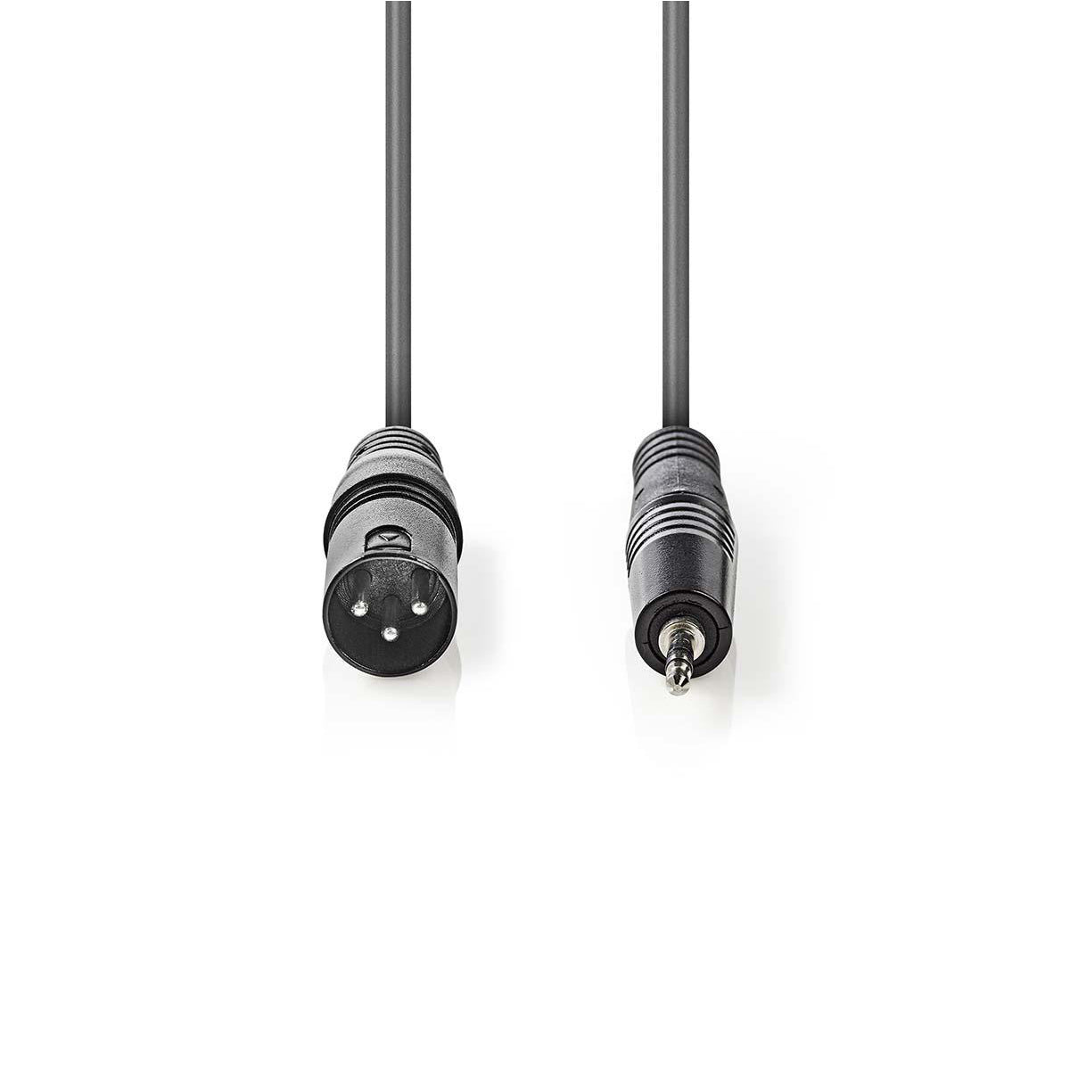 Balanced Audio-Kabel | XLR 3-Pin Stecker | 3.5 mm Stecker | Vernickelt | 1.50 m | Rund | PVC | Dunkelgrau | Kartonhülle