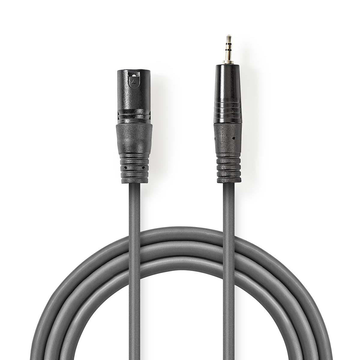 Balanced Audio-Kabel | XLR 3-Pin Stecker | 3.5 mm Stecker | Vernickelt | 3.00 m | Rund | PVC | Dunkelgrau | Kartonhülle