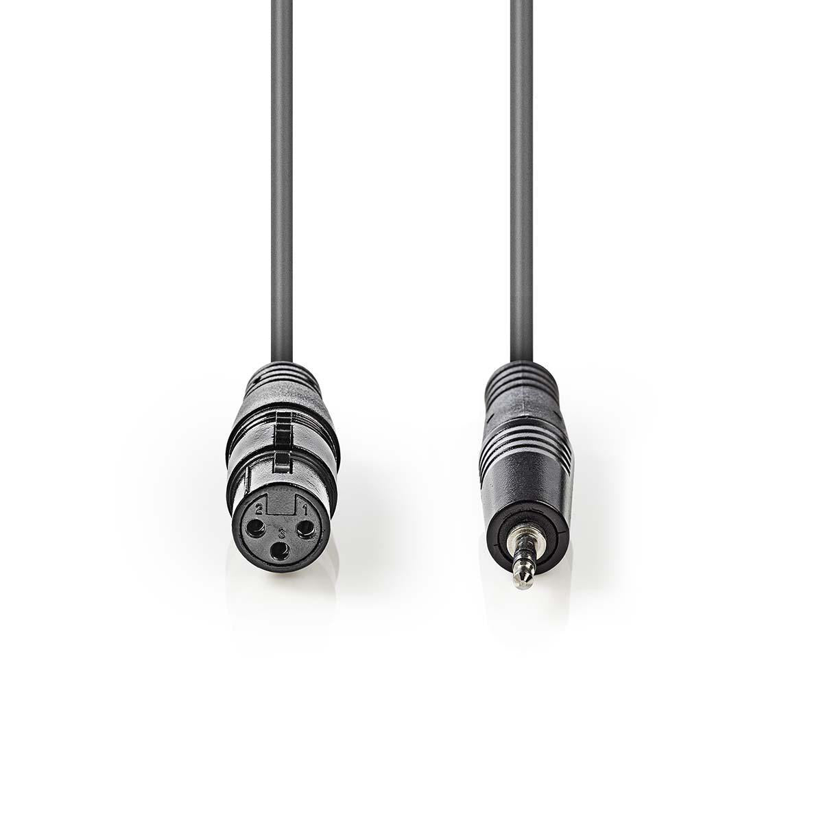 Balanced Audio-Kabel | XLR 3-Pin Buchse | 3.5 mm Stecker | Vernickelt | 1.00 m | Rund | PVC | Dunkelgrau | Kartonhülle