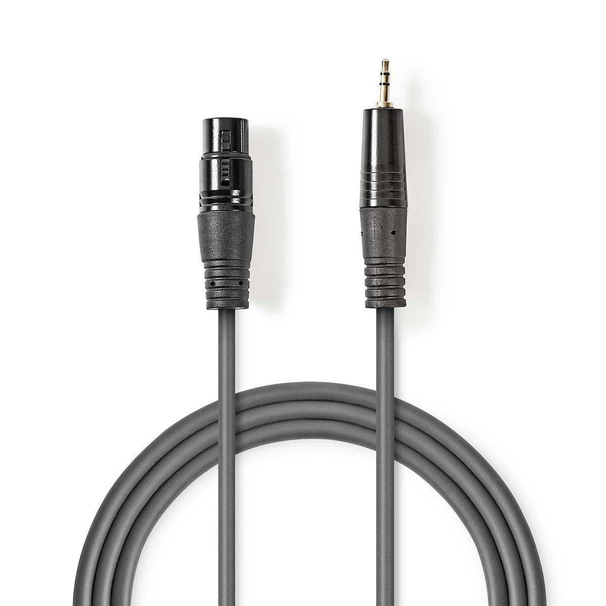 Balanced Audio-Kabel | XLR 3-Pin Buchse | 3.5 mm Stecker | Vernickelt | 1.00 m | Rund | PVC | Dunkelgrau | Kartonhülle