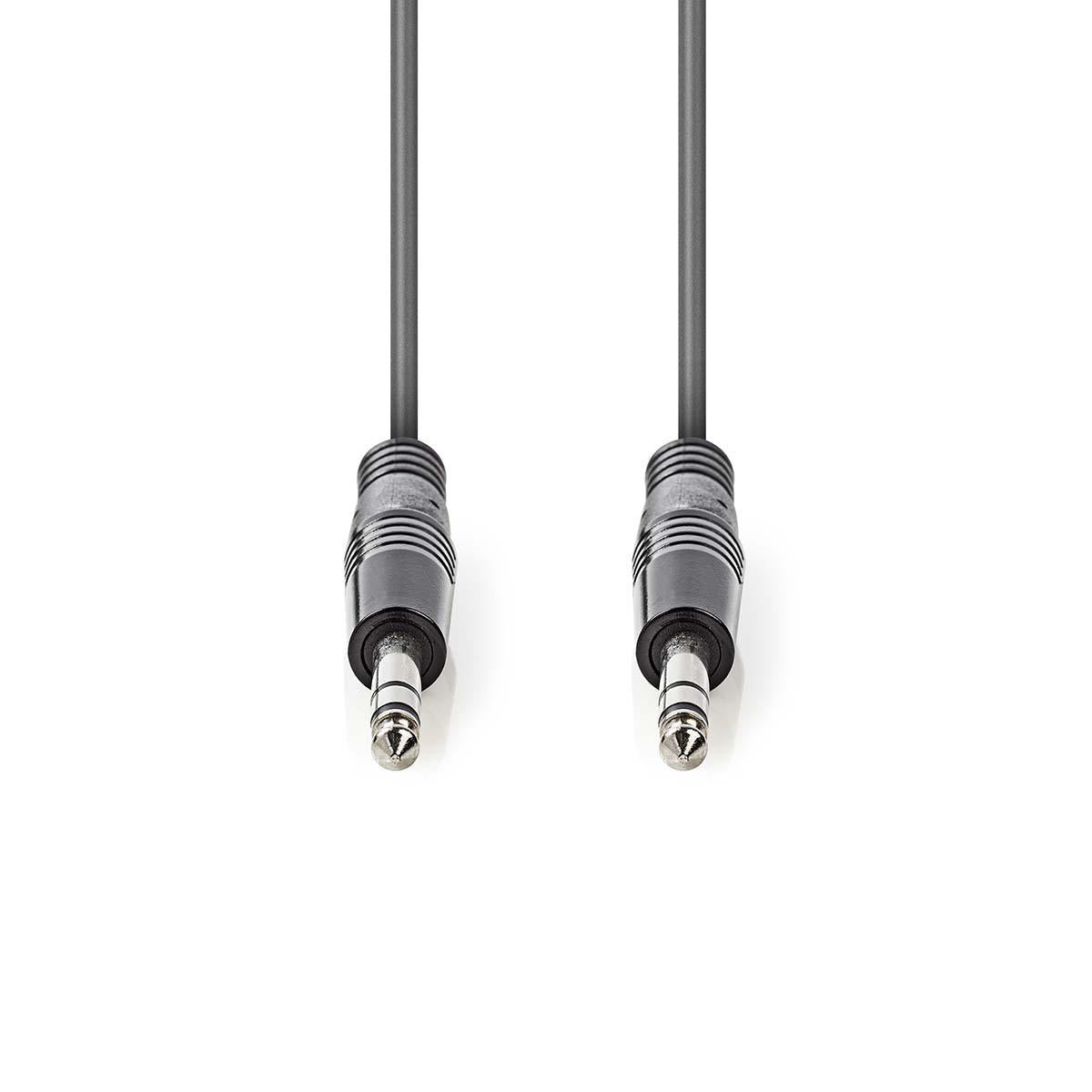 Stereo-Audiokabel | 6.35 mm Stecker | 6.35 mm Stecker | Vernickelt | 1.50 m | Rund | Dunkelgrau | Kartonhülle