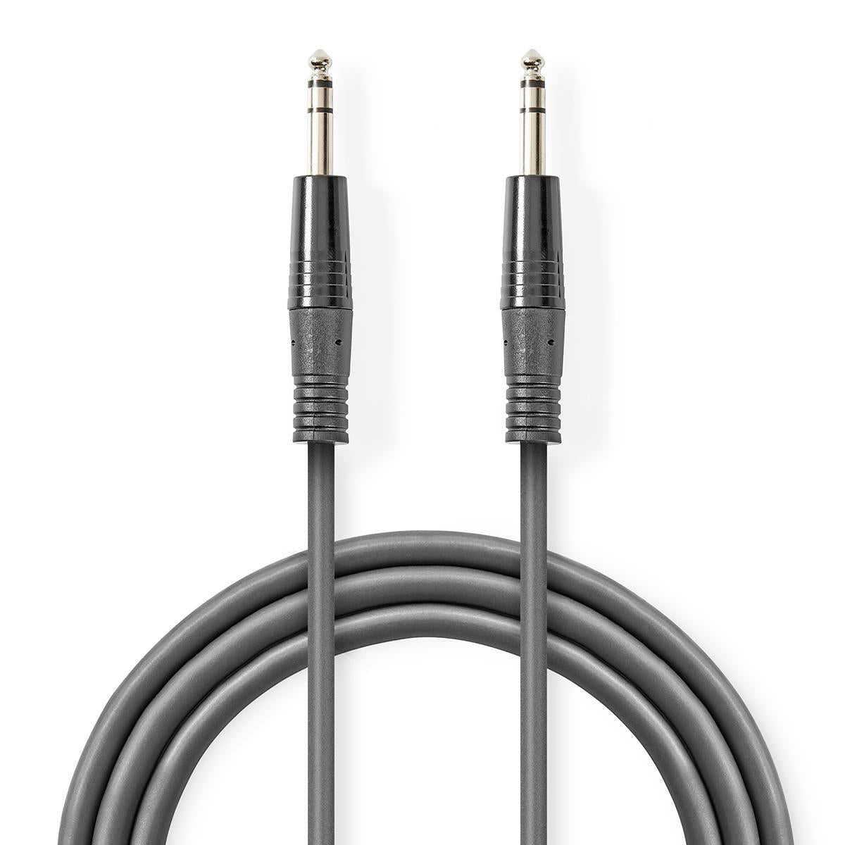 Stereo-Audiokabel | 6.35 mm Stecker | 6.35 mm Stecker | Vernickelt | 1.50 m | Rund | Dunkelgrau | Kartonhülle