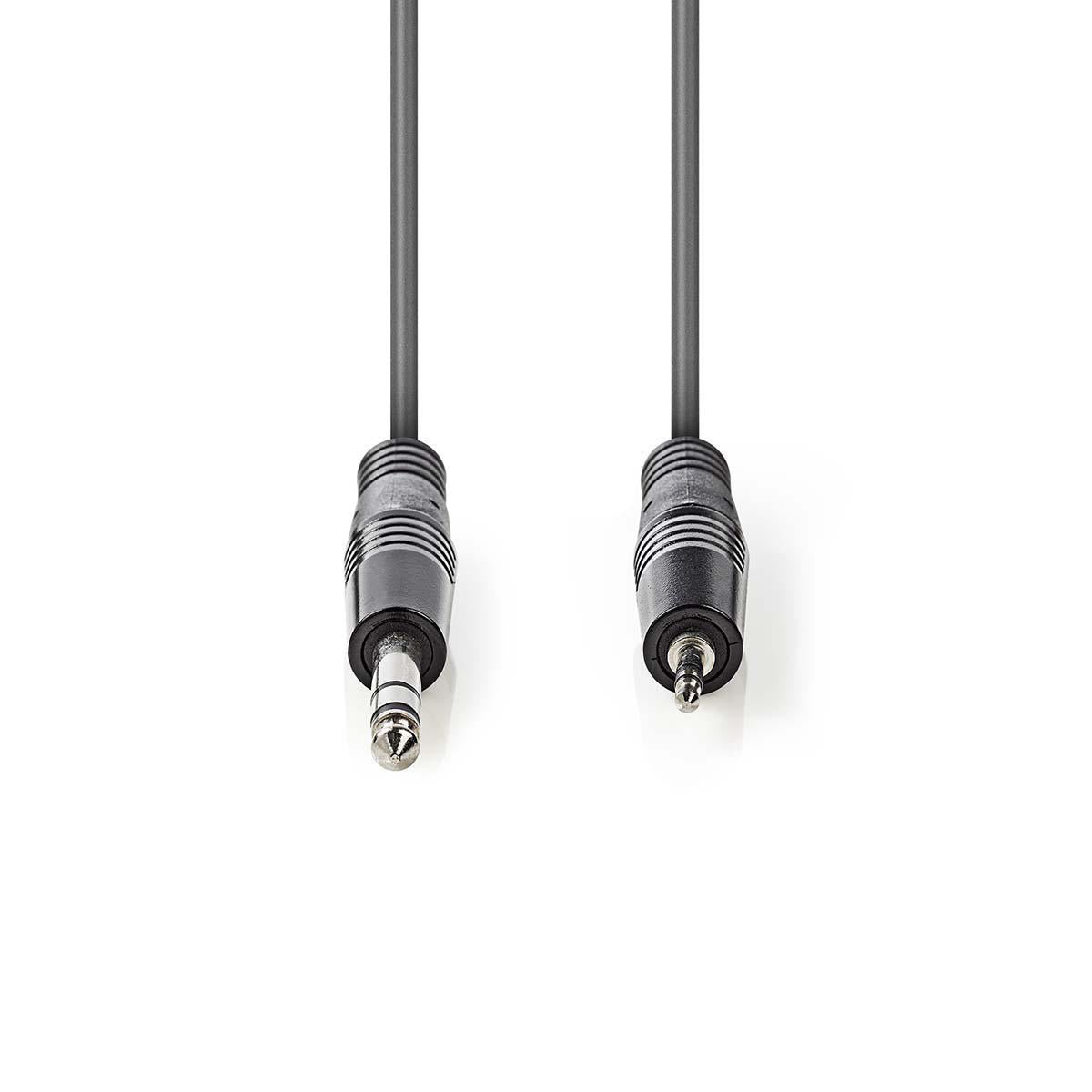 Stereo-Audiokabel | 6.35 mm Stecker | 3.5 mm Stecker | Vernickelt | 1.50 m | Rund | Dunkelgrau | Kartonhülle