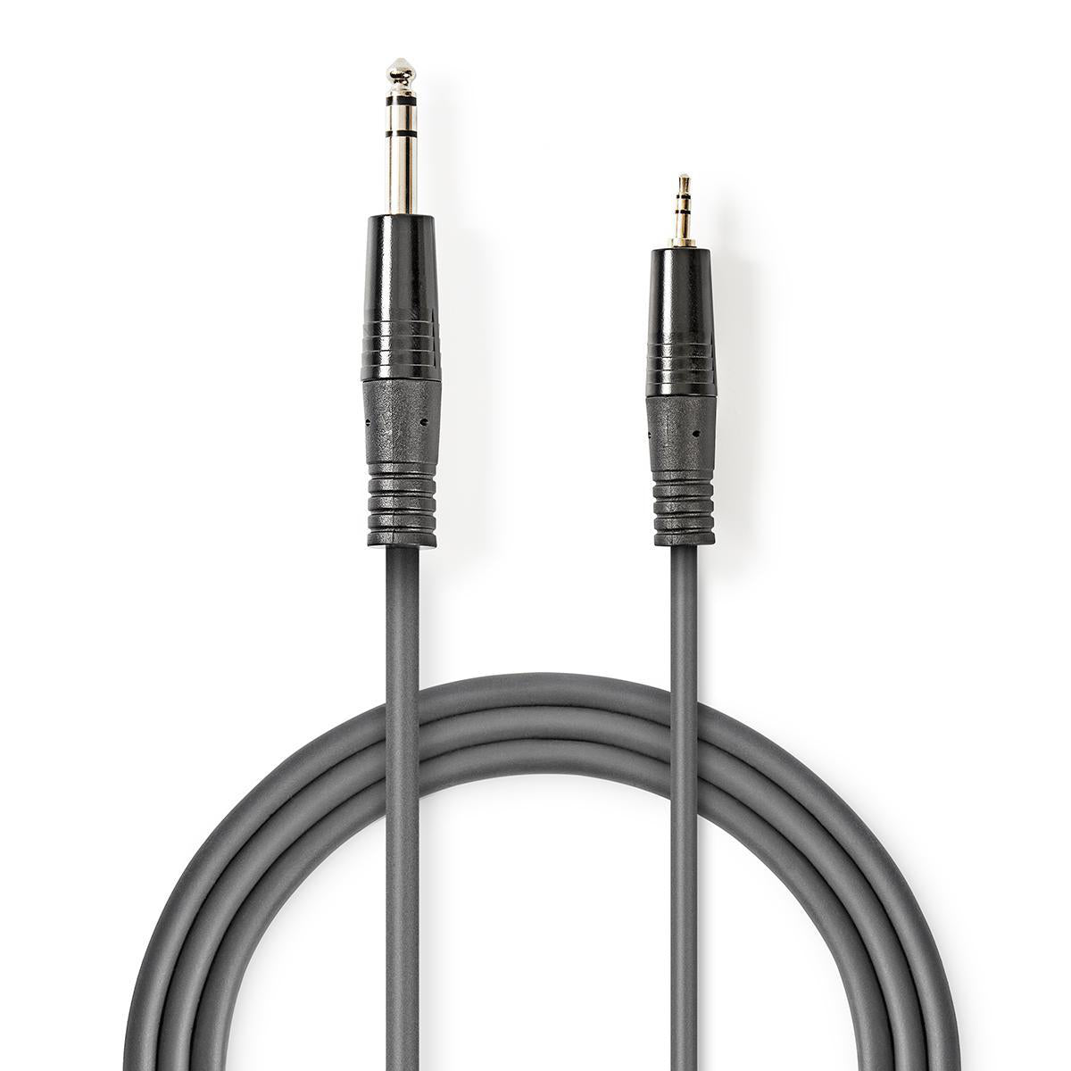 Stereo-Audiokabel | 6.35 mm Stecker | 3.5 mm Stecker | Vernickelt | 1.50 m | Rund | Dunkelgrau | Kartonhülle