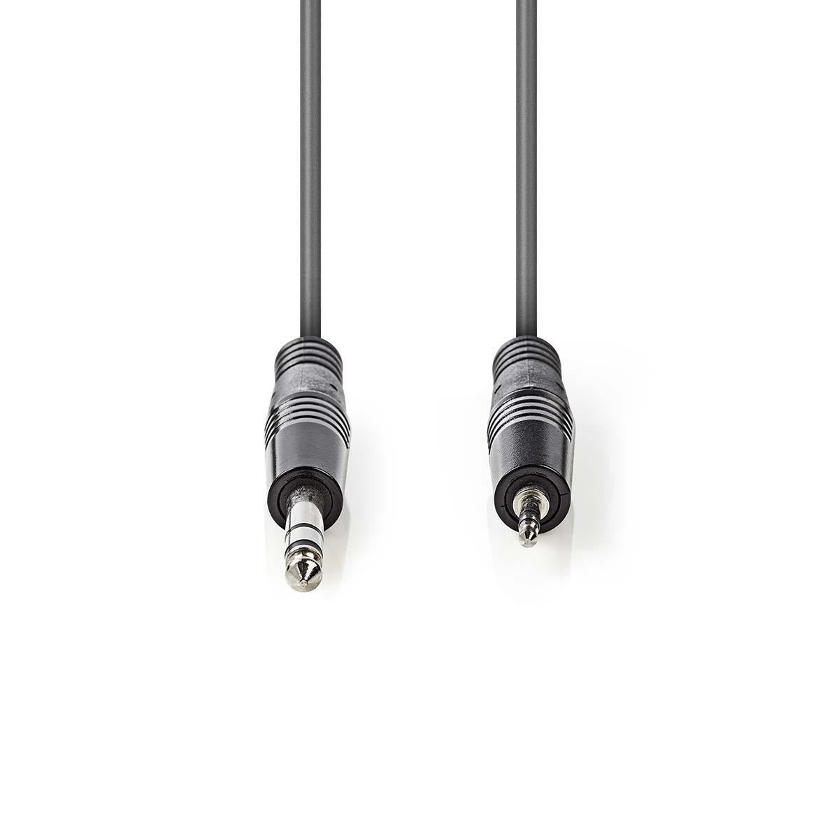 Stereo-Audiokabel | 6.35 mm Stecker | 3.5 mm Stecker | Vernickelt | 3.00 m | Rund | Dunkelgrau | Kartonhülle