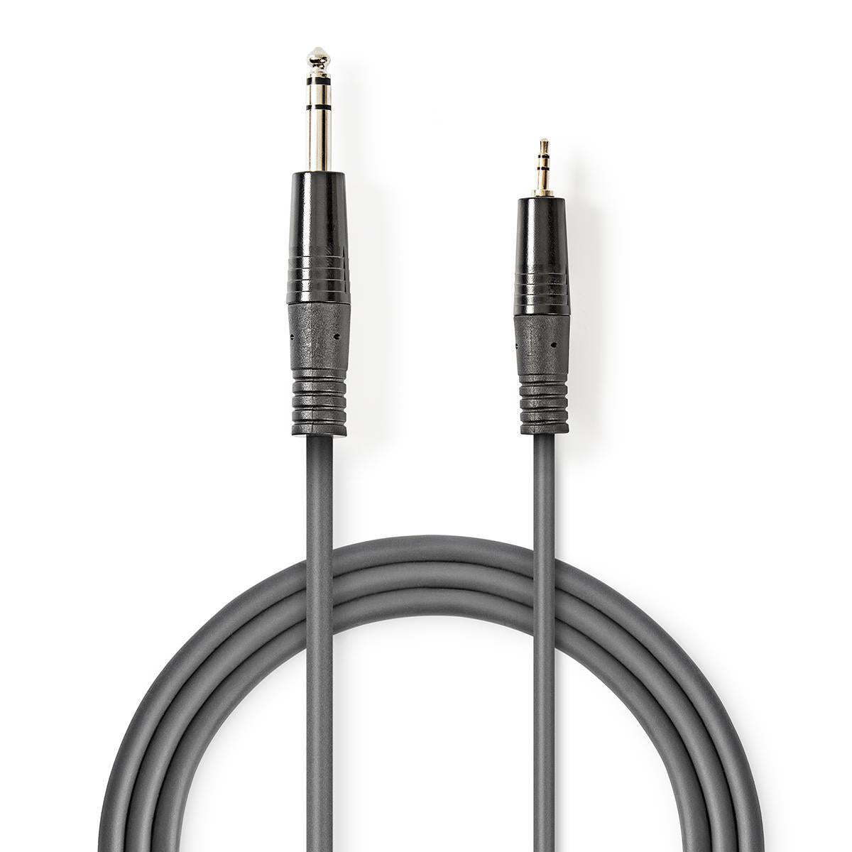 Stereo-Audiokabel | 6.35 mm Stecker | 3.5 mm Stecker | Vernickelt | 3.00 m | Rund | Dunkelgrau | Kartonhülle