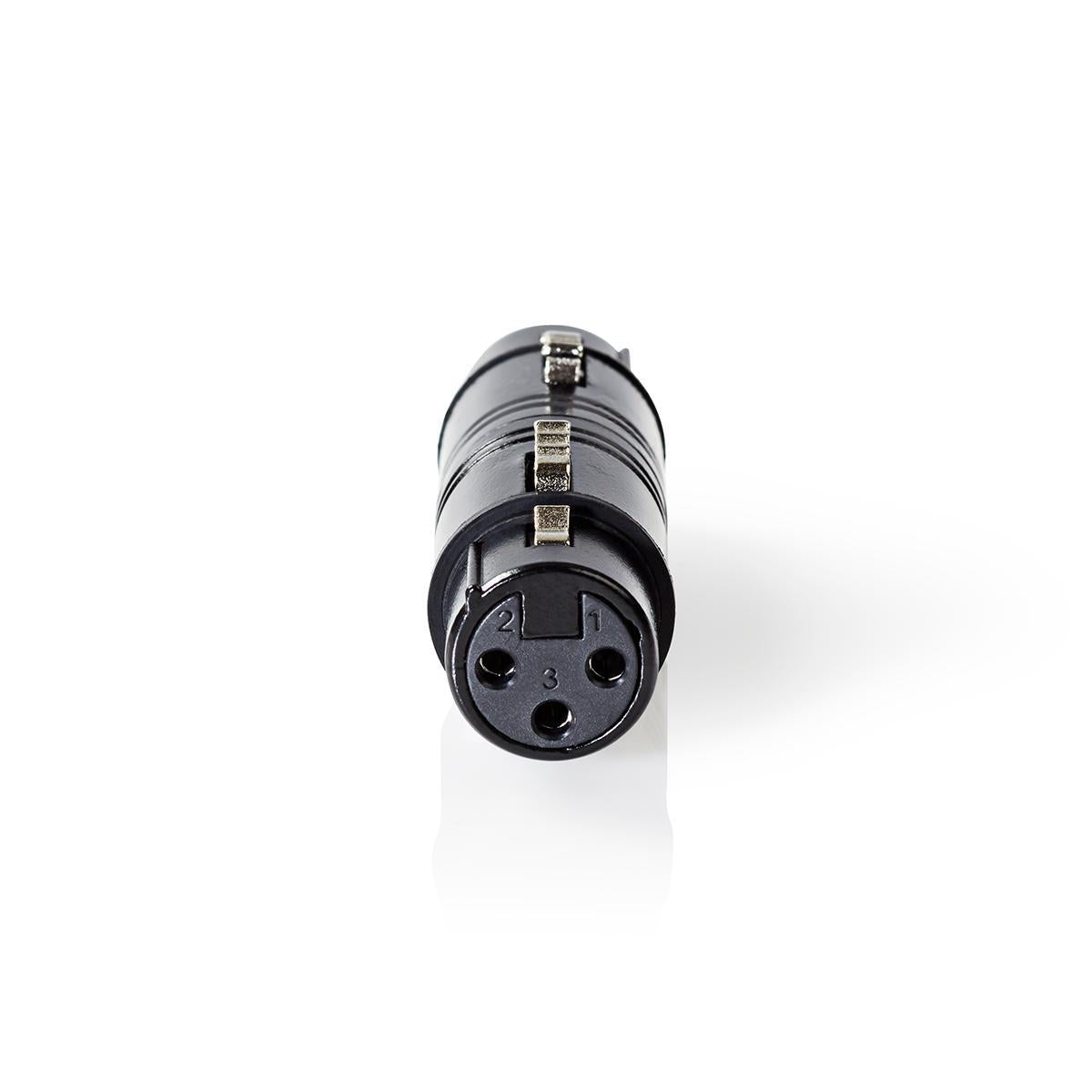 XLR Adapter | XLR 3-Pin Buchse | XLR 3-Pin Buchse | Vernickelt | Gerade | Metall | Schwarz | 1 Stück | Plastikbeutel