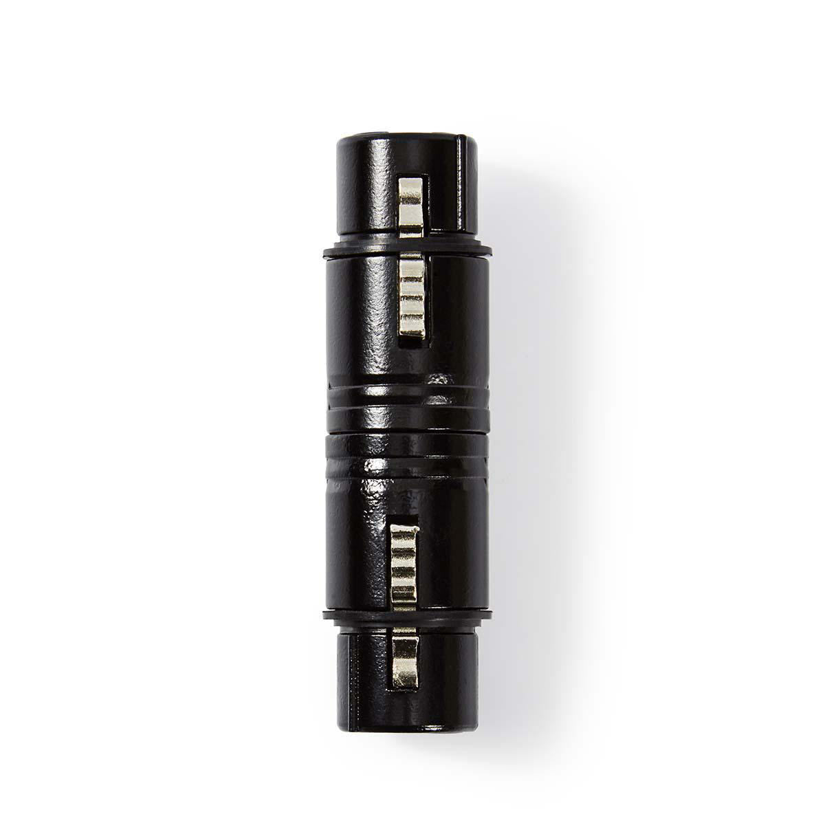 XLR Adapter | XLR 3-Pin Buchse | XLR 3-Pin Buchse | Vernickelt | Gerade | Metall | Schwarz | 1 Stück | Plastikbeutel