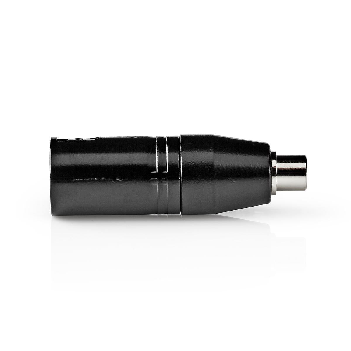 XLR Adapter | XLR 3-Pin Stecker | Cinch Buchse | Vernickelt | Gerade | Metall | Schwarz | 1 Stück | Plastikbeutel
