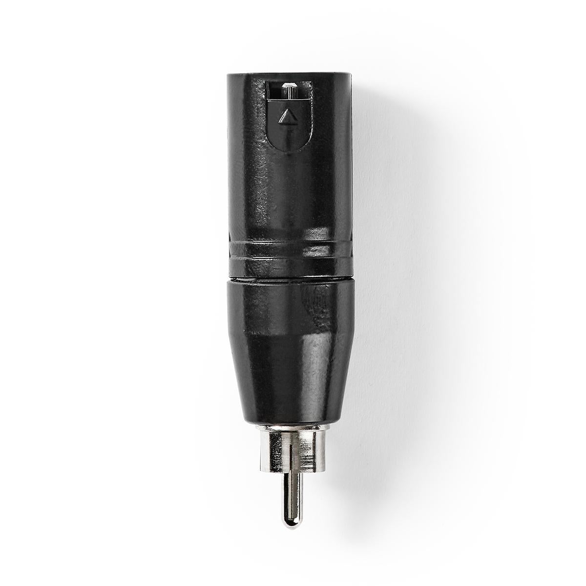 XLR Adapter | XLR 3-Pin Stecker | RCA | Vernickelt | Gerade | Metall | Schwarz | 1 Stück | Plastikbeutel