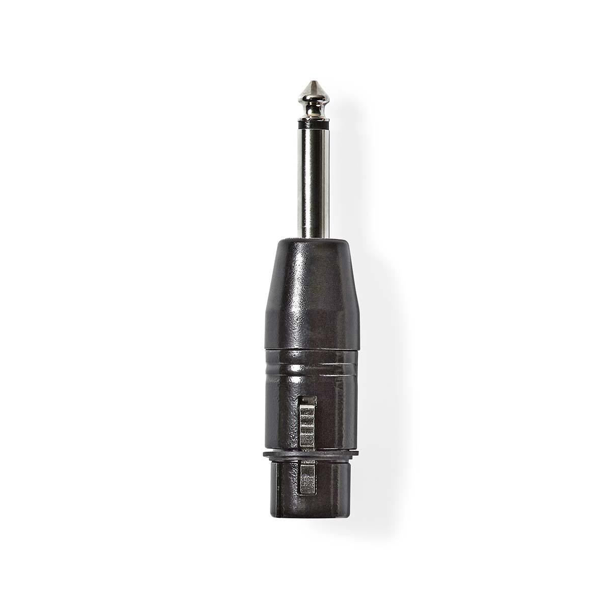 XLR Adapter | XLR 3-Pin Buchse | 6.35 mm Stecker | Vernickelt | Gerade | Metall | Schwarz | 1 Stück | Plastikbeutel