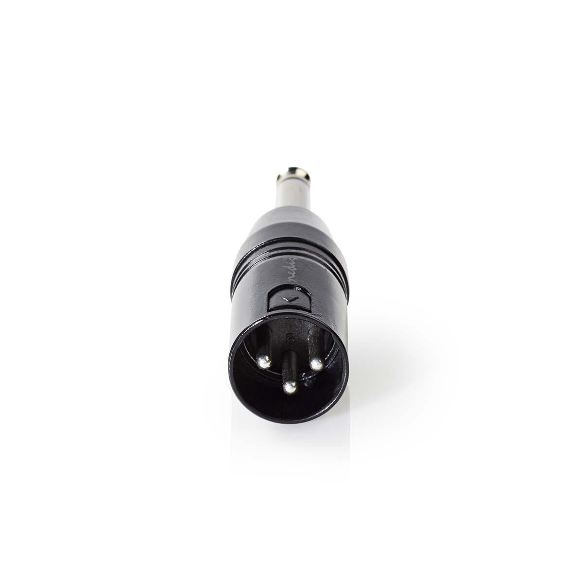 XLR Adapter | XLR 3-Pin Stecker | 6.35 mm Stecker | Vernickelt | Gerade | Metall | Schwarz | 1 Stück | Plastikbeutel