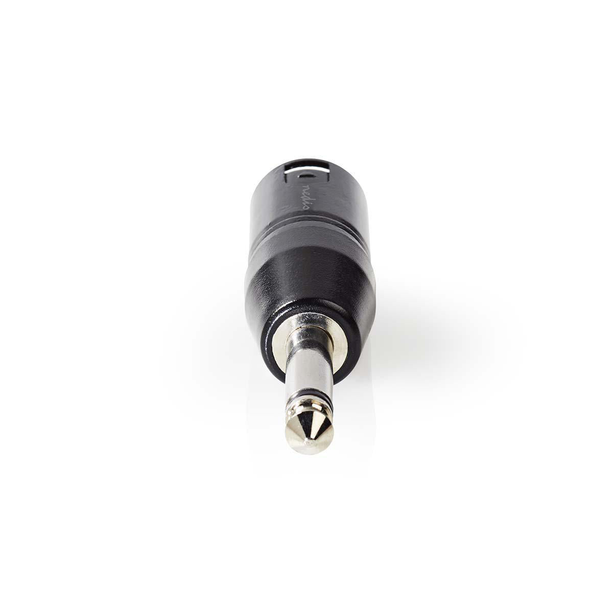 XLR Adapter | XLR 3-Pin Stecker | 6.35 mm Stecker | Vernickelt | Gerade | Metall | Schwarz | 1 Stück | Plastikbeutel