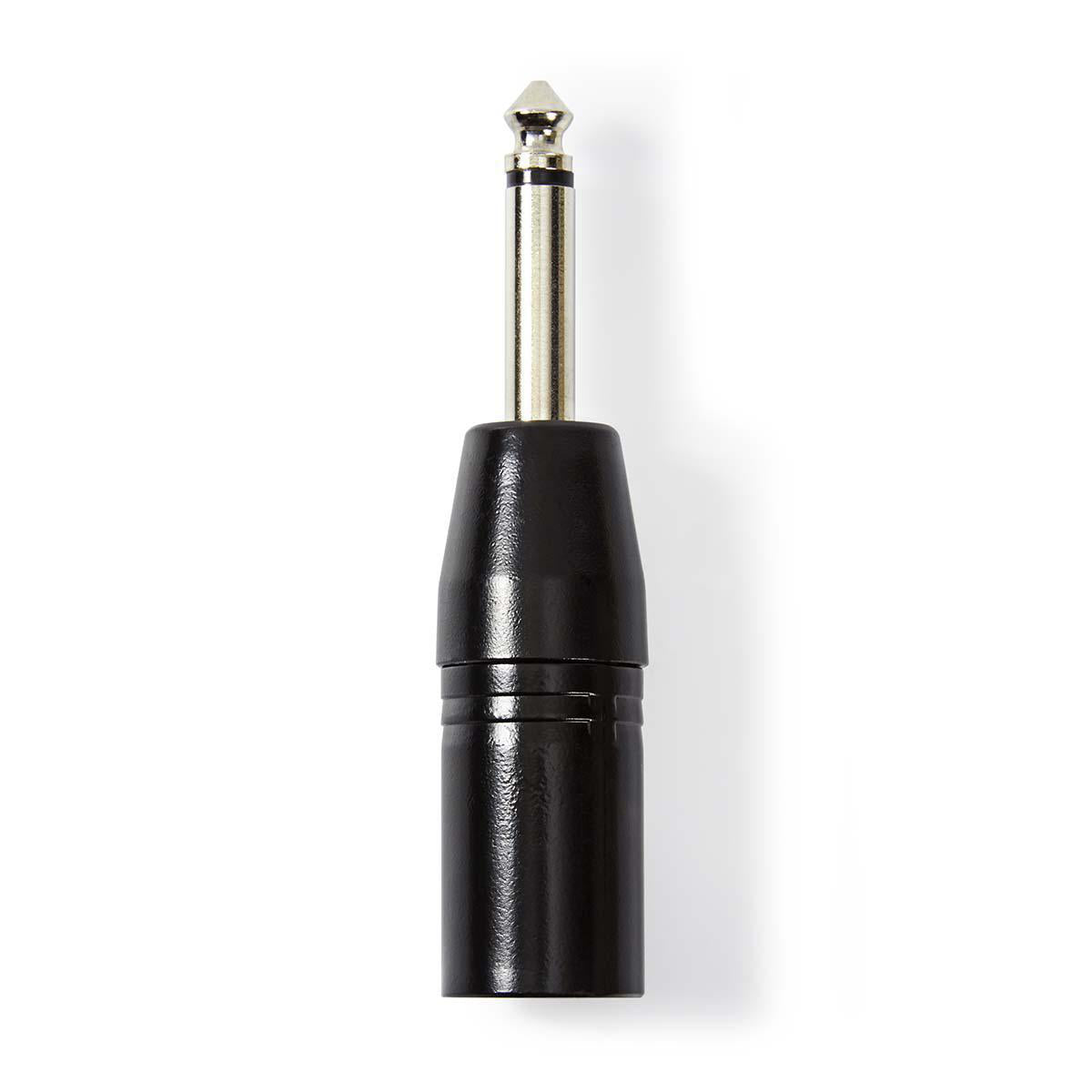 XLR Adapter | XLR 3-Pin Stecker | 6.35 mm Stecker | Vernickelt | Gerade | Metall | Schwarz | 1 Stück | Plastikbeutel