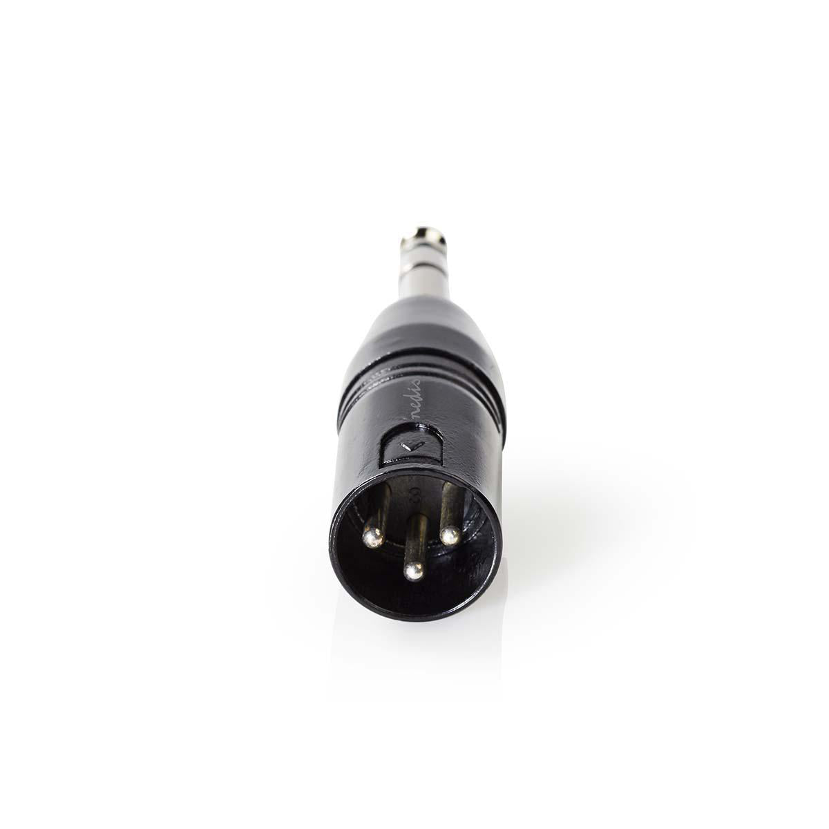 XLR Adapter | XLR 3-Pin Stecker | 6.35 mm Stecker | Vernickelt | Gerade | Metall | Schwarz | 1 Stück | Plastikbeutel