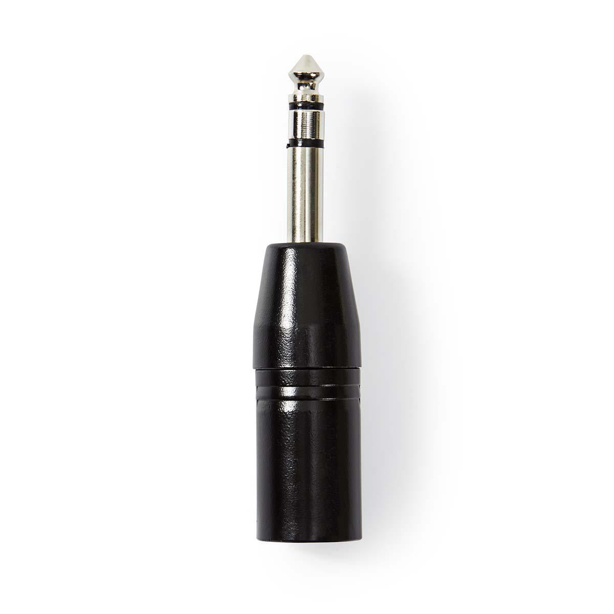 XLR Adapter | XLR 3-Pin Stecker | 6.35 mm Stecker | Vernickelt | Gerade | Metall | Schwarz | 1 Stück | Plastikbeutel