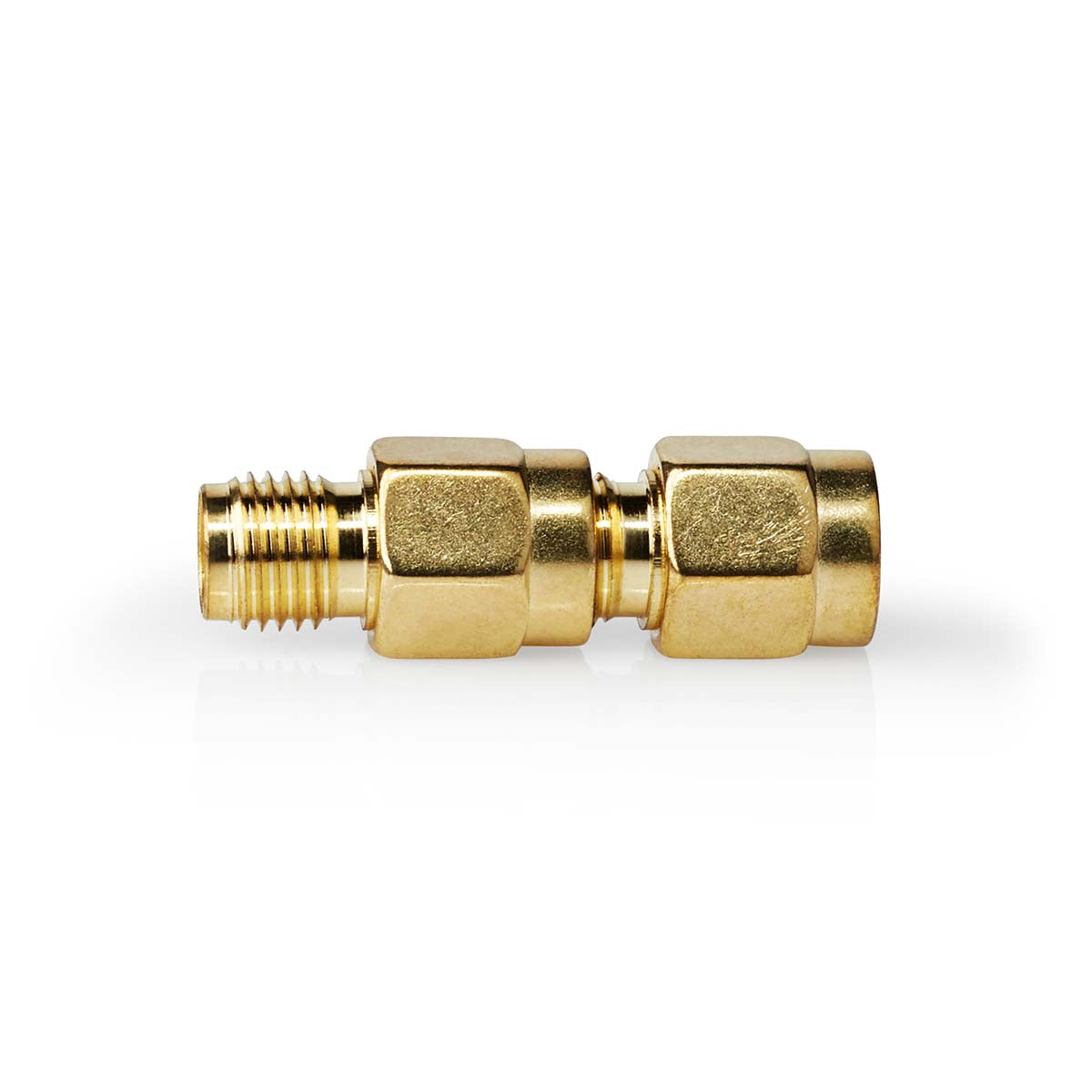 SMA Adapter | SMA-Stecker Reverse Polarity | SMA-Buchse | Vergoldet | 50 Ohm | Gerade | Kupfer | Gold | 2 Stück | Box