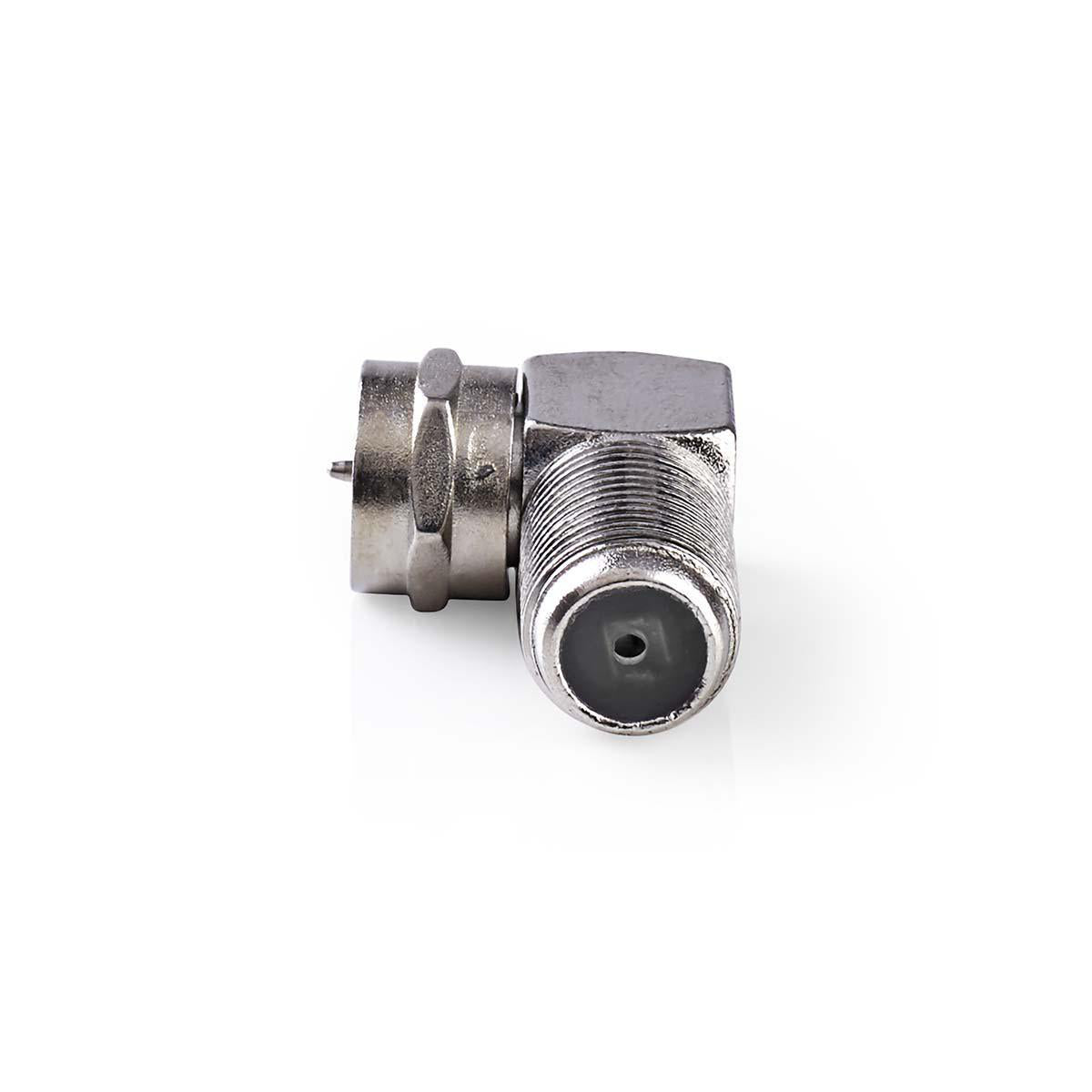 Satelliten- und Antennenadapter | F Stecker | F Buchse | Vernickelt | 75 Ohm | 90° abgewinkelt | Metall | Silber | 10 Stück | Umschlag