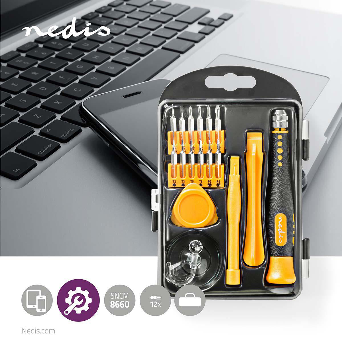 Phone/tablet repair set | 17-in-1 | PC / Smartphone / Tablette | Philips Bits | Geschlitzt Bits | Pentalobe Bits | Tri-wing bits