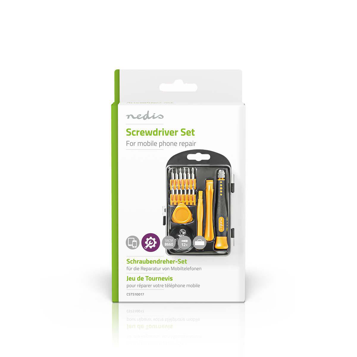 Phone/tablet repair set | 17-in-1 | PC / Smartphone / Tablette | Philips Bits | Geschlitzt Bits | Pentalobe Bits | Tri-wing bits