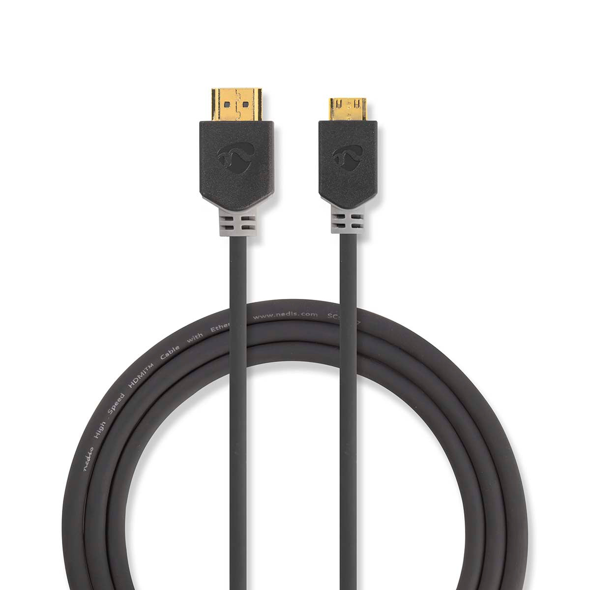 High Speed HDMI ™ Kabel mit Ethernet | HDMI™ Stecker | HDMI™ Mini Stecker | 4K@60Hz | 18 Gbps | 2.00 m | Rund | PVC | Anthrazit | Verpackung mit Sichtfenster