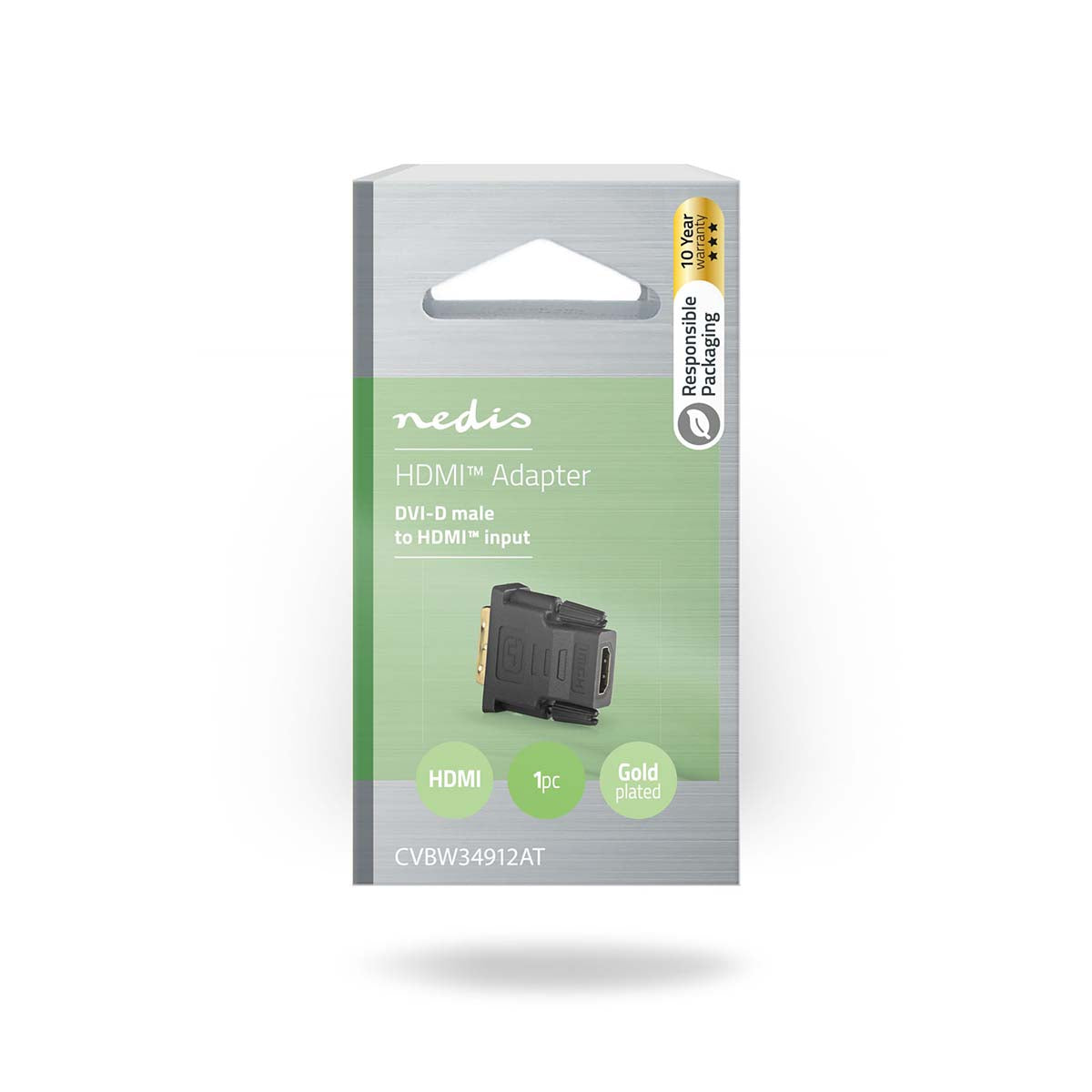 HDMI™ -Adapter | HDMI™ Buchse | DVI-D 24+1-Pin Stecker | Vergoldet | Gerade | PVC | Anthrazit | 1 Stück | Verpackung mit Sichtfenster