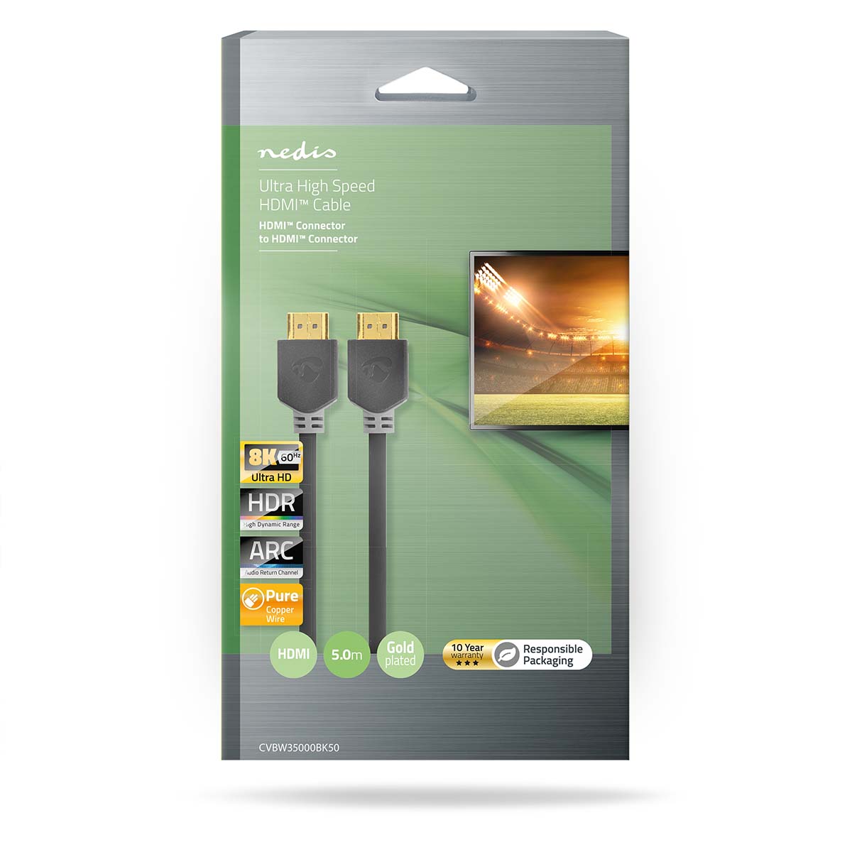 Ultra High Speed HDMI ™ -Kabel | HDMI™ Stecker | HDMI™ Stecker | 8K@60Hz | 48 Gbps | 5.00 m | Rund | 8.3 mm | Anthrazit | Box