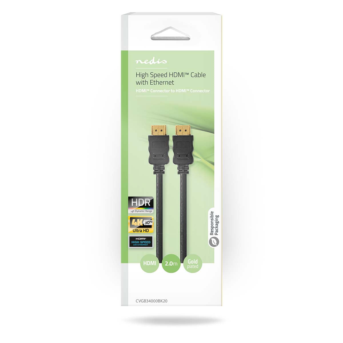 High Speed HDMI ™ Kabel mit Ethernet | HDMI™ Stecker | HDMI™ Stecker | 4K@30Hz | ARC | 10.2 Gbps | 2.00 m | Rund | PVC | Schwarz | Box