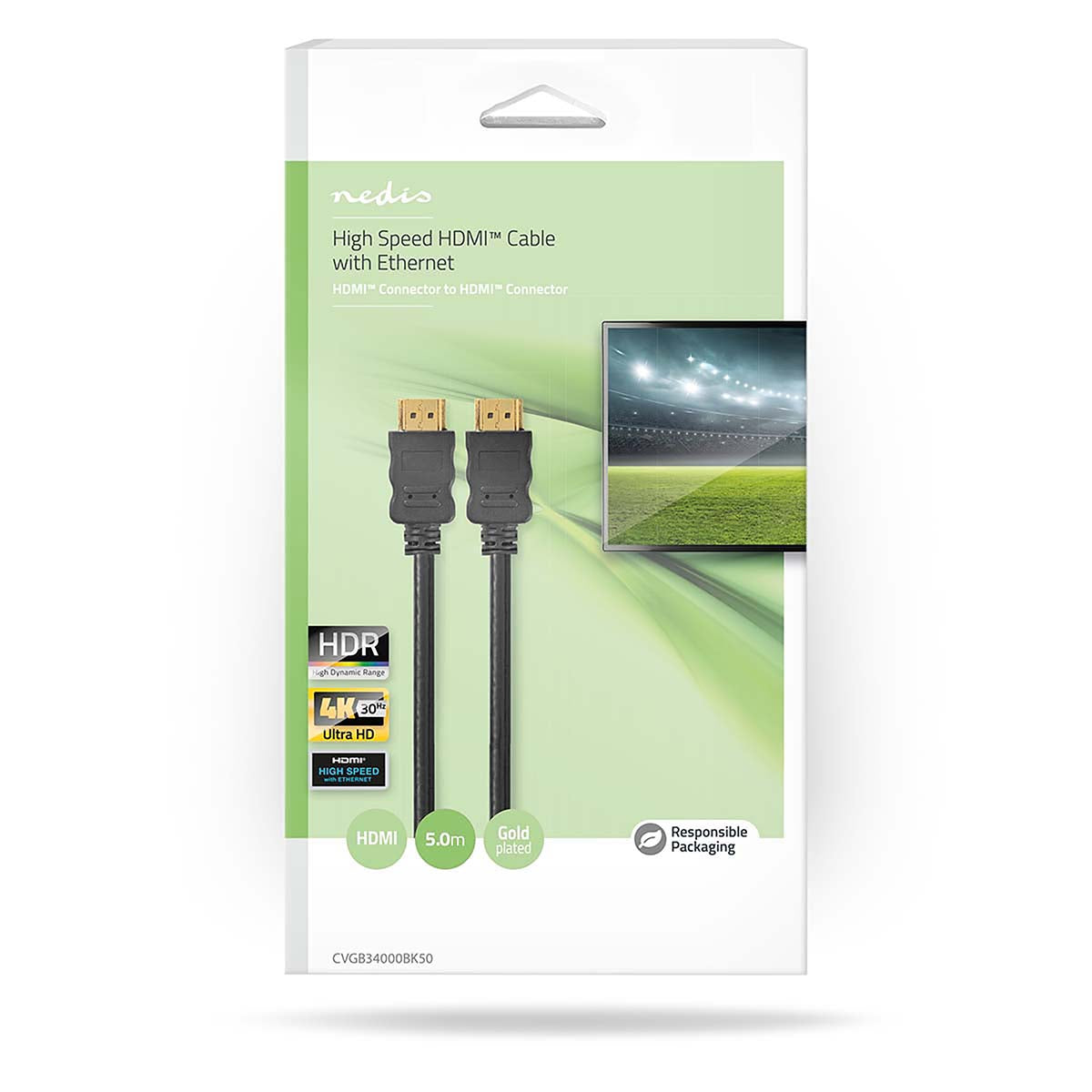 High Speed HDMI ™ Kabel mit Ethernet | HDMI™ Stecker | HDMI™ Stecker | 4K@30Hz | ARC | 10.2 Gbps | 5.00 m | Rund | PVC | Schwarz | Box