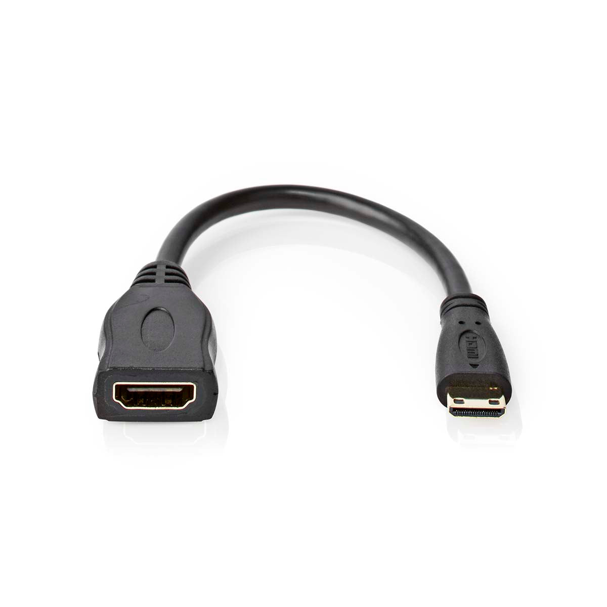 High Speed HDMI ™ Kabel mit Ethernet | HDMI™ Mini Stecker | HDMI™ Ausgang | 4K@30Hz | 10.2 Gbps | 0.20 m | Rund | PVC | Schwarz | Box