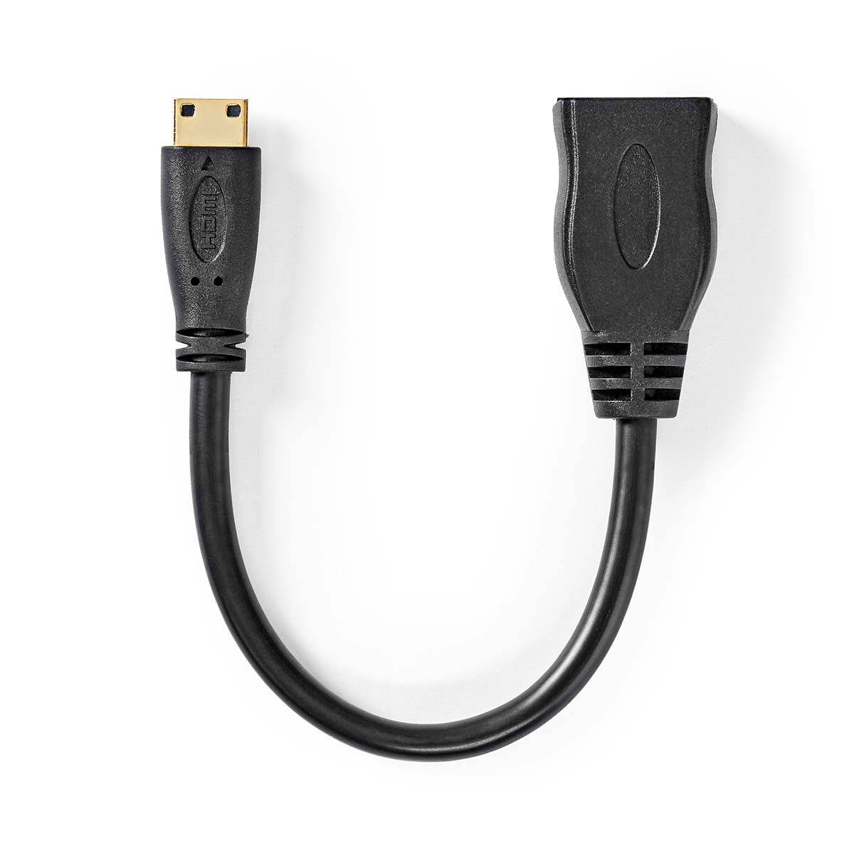 High Speed HDMI ™ Kabel mit Ethernet | HDMI™ Mini Stecker | HDMI™ Ausgang | 4K@30Hz | 10.2 Gbps | 0.20 m | Rund | PVC | Schwarz | Box