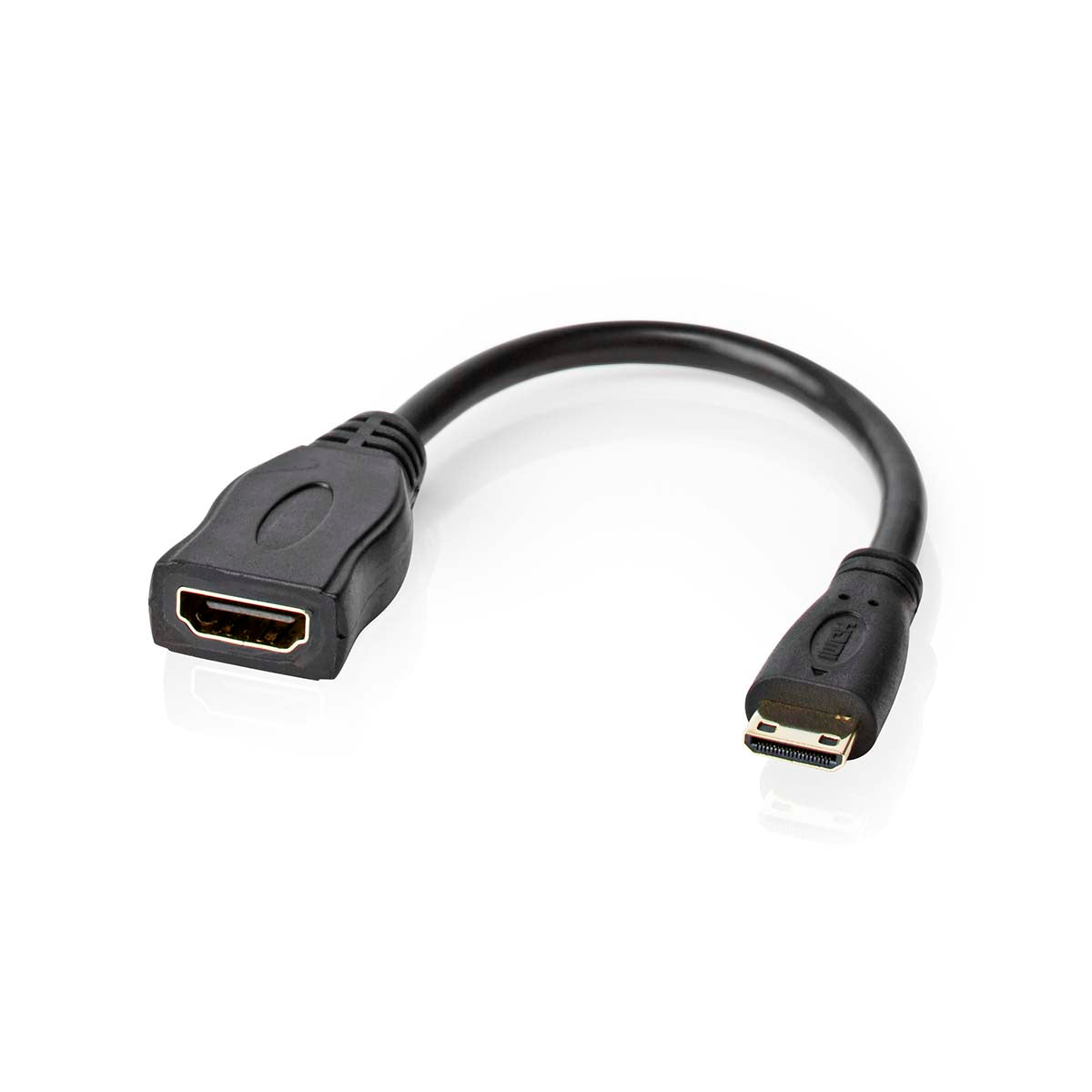 High Speed HDMI ™ Kabel mit Ethernet | HDMI™ Mini Stecker | HDMI™ Ausgang | 4K@30Hz | 10.2 Gbps | 0.20 m | Rund | PVC | Schwarz | Box