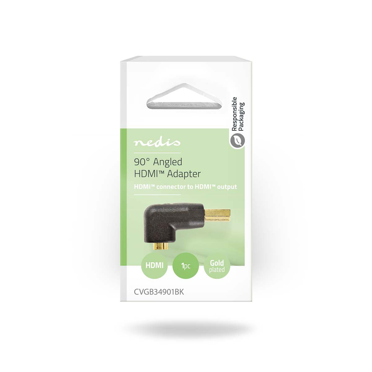 HDMI™ -Adapter | HDMI™ Stecker | HDMI™ Ausgang | Vergoldet | 90° abgewinkelt | ABS | Schwarz | 1 Stück | Box