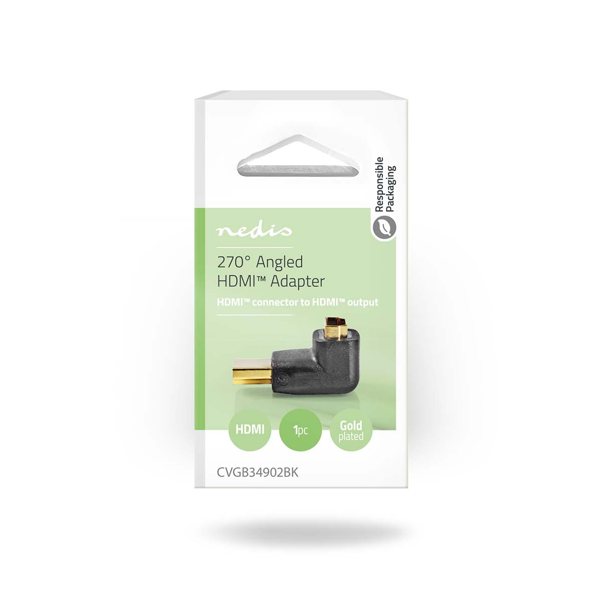 HDMI™ -Adapter | HDMI™ Stecker | HDMI™ Ausgang | Vergoldet | 270° abgewinkelt | ABS | Schwarz | 1 Stück | Box