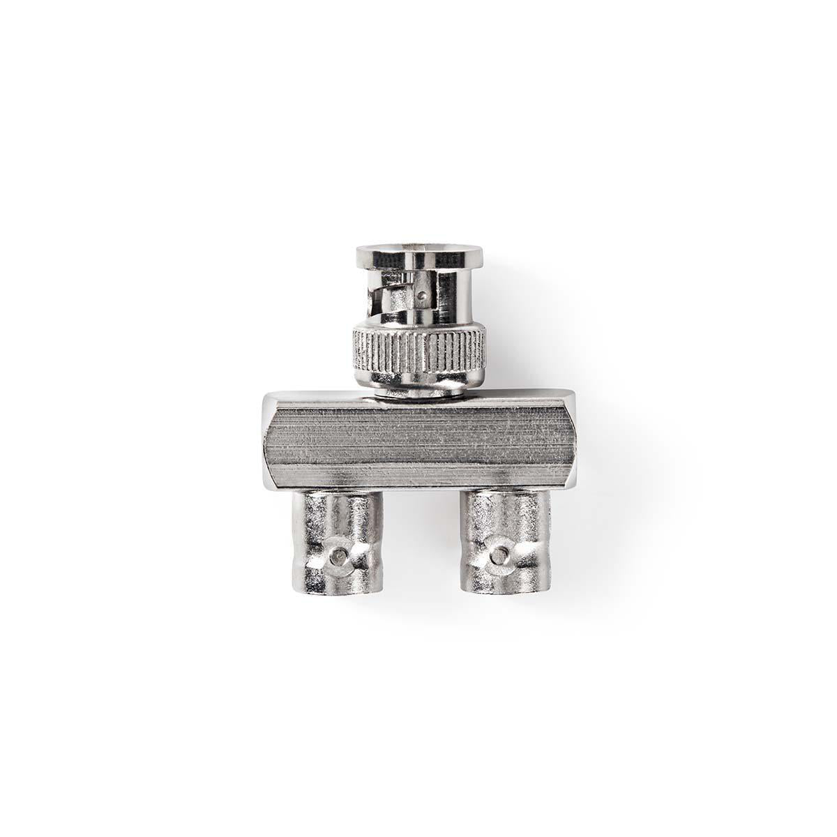 BNC-Adapter | BNC-Stecker | 2x BNC-Buchse | Vernickelt | 50 Ohm | Verteiler | Metall | Silber | 10 Stück | Plastikbeutel