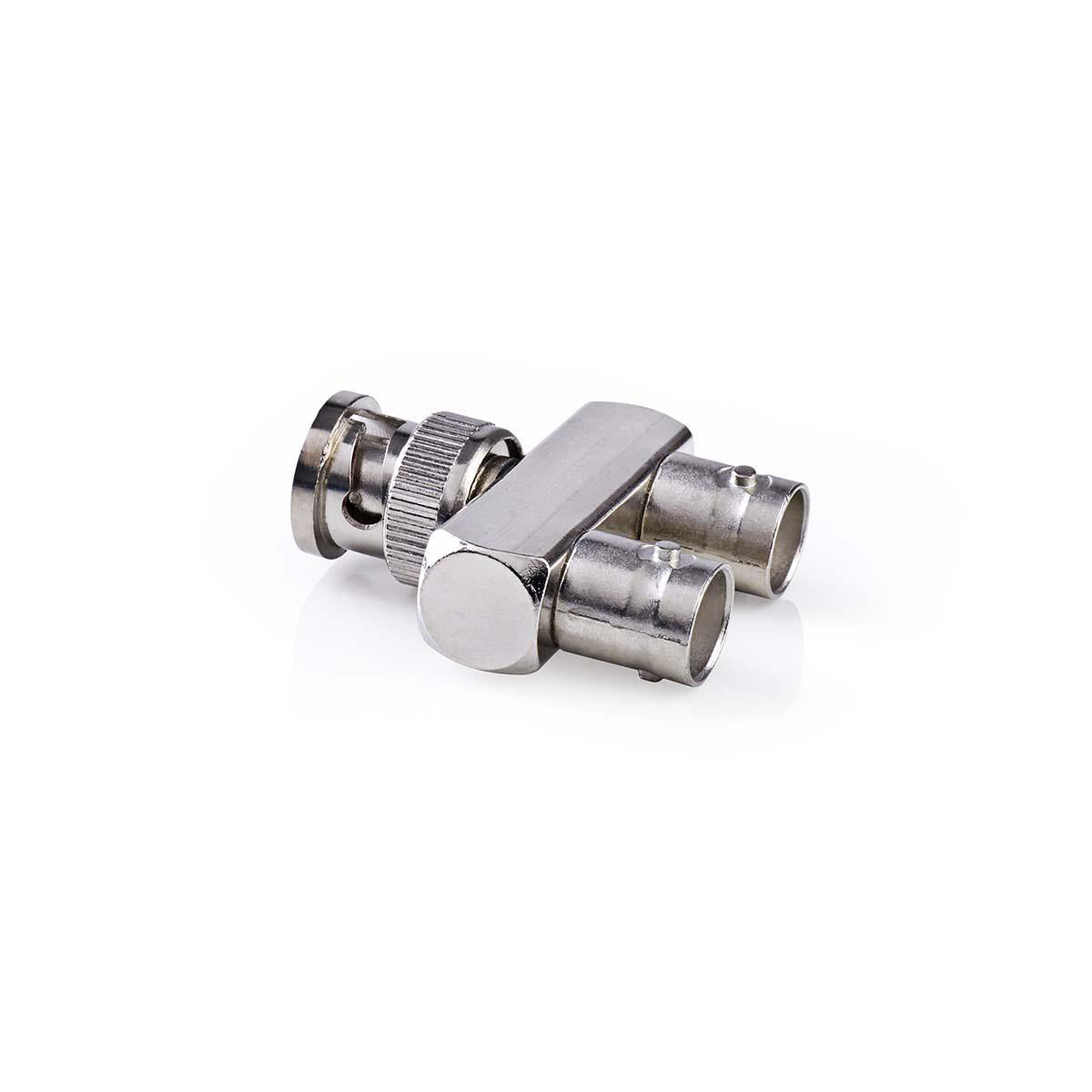 BNC-Adapter | BNC-Stecker | 2x BNC-Buchse | Vernickelt | 50 Ohm | Verteiler | Metall | Silber | 10 Stück | Plastikbeutel