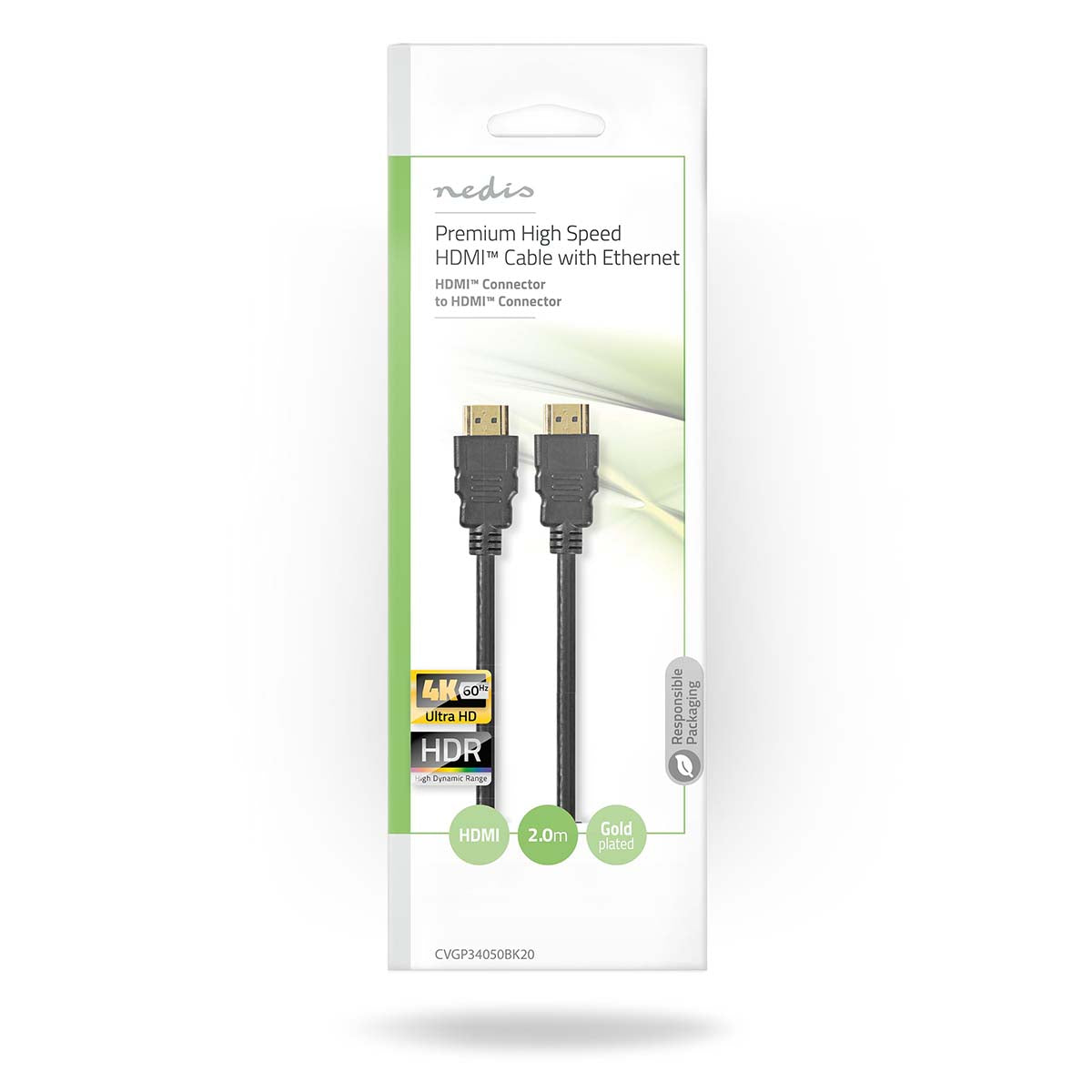 Premium High Speed HDMI ™ Kabel mit Ethernet | HDMI™ Stecker | HDMI™ Stecker | 4K@60Hz | 18 Gbps | 2.00 m | Rund | PVC | Schwarz | Plastikbeutel