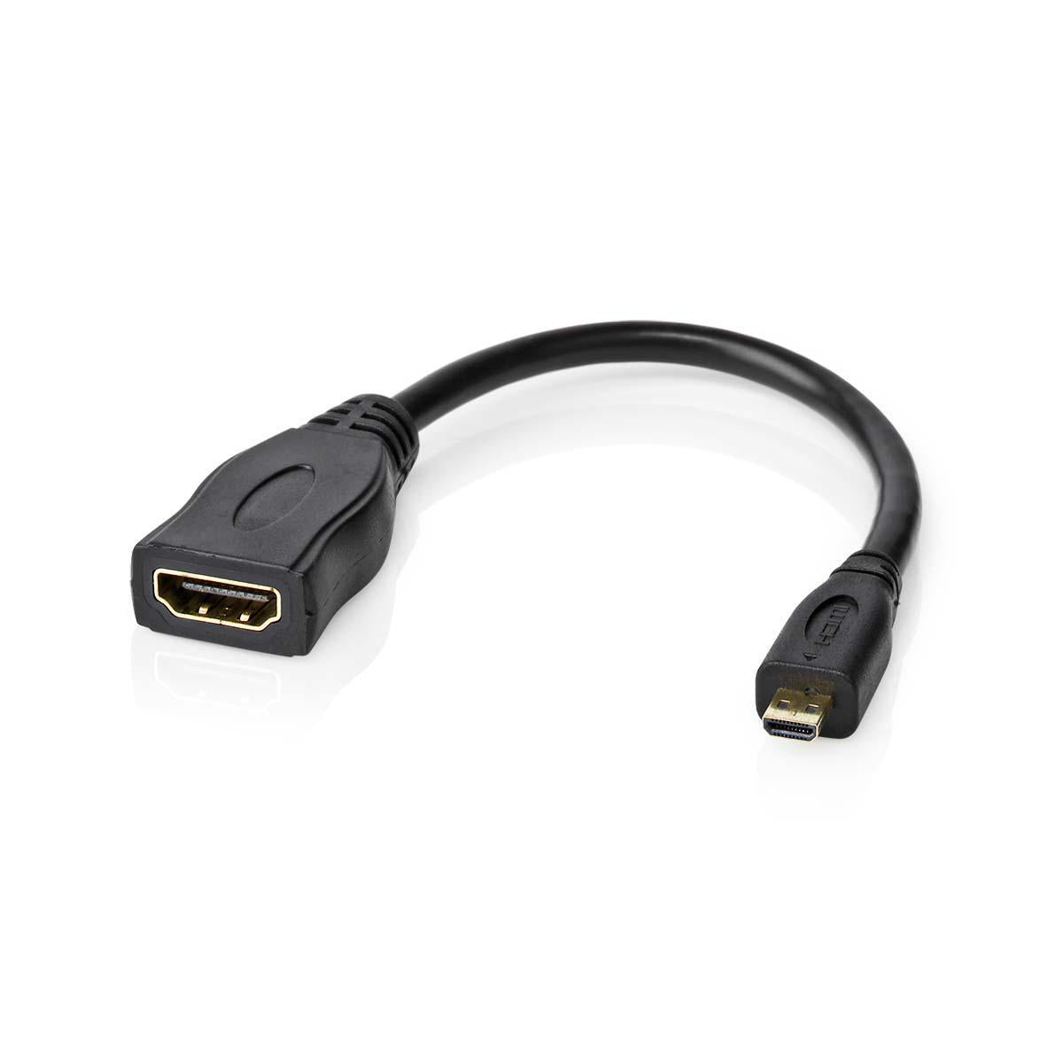 High Speed HDMI ™ Kabel mit Ethernet | HDMI™ Micro Stecker | HDMI™ Ausgang | 4K@30Hz | 10.2 Gbps | 0.20 m | Rund | PVC | Schwarz | Plastikbeutel