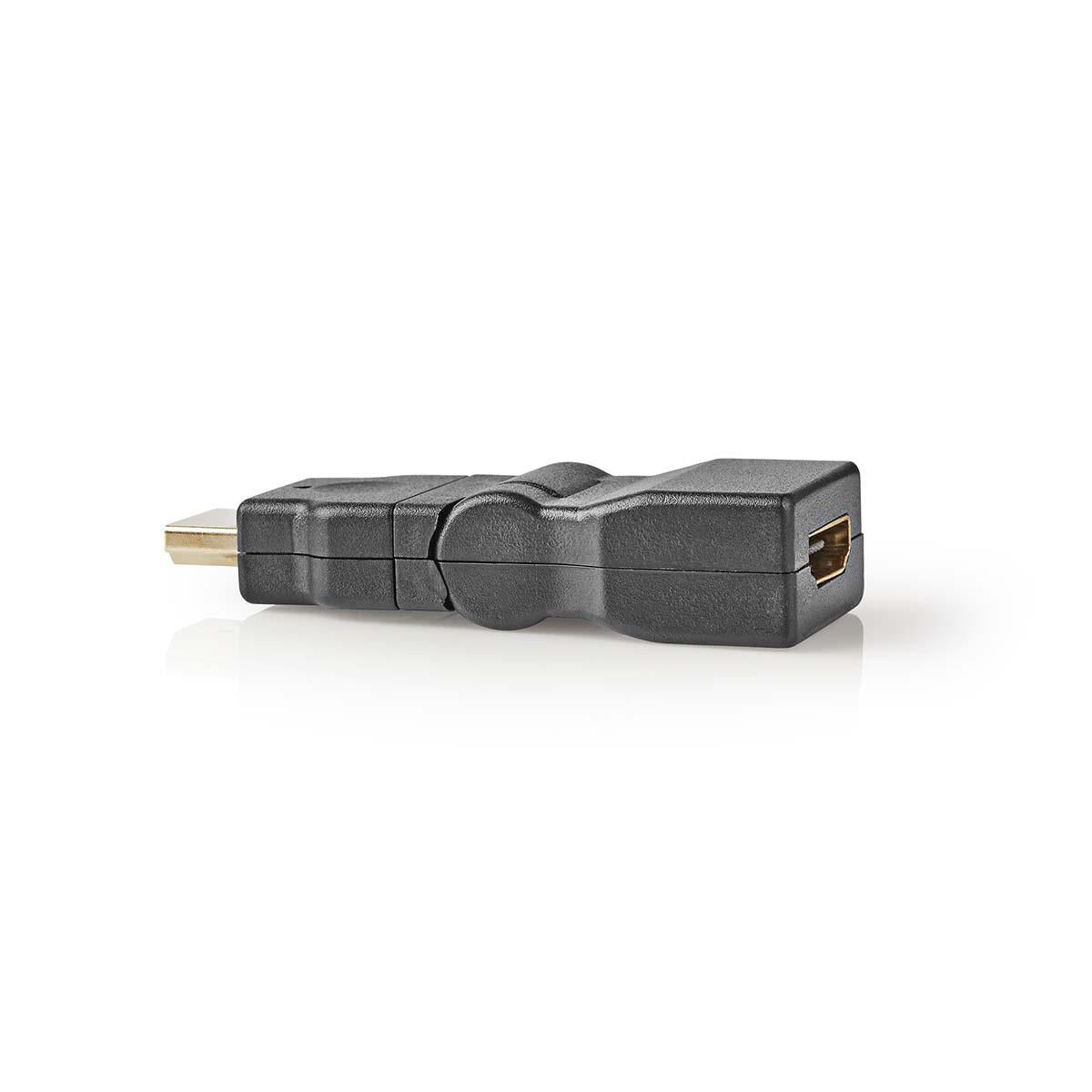 HDMI™ -Adapter | HDMI™ Stecker | HDMI™ Buchse | Vergoldet | Drehgelenk | ABS | Schwarz | 1 Stück | Umschlag