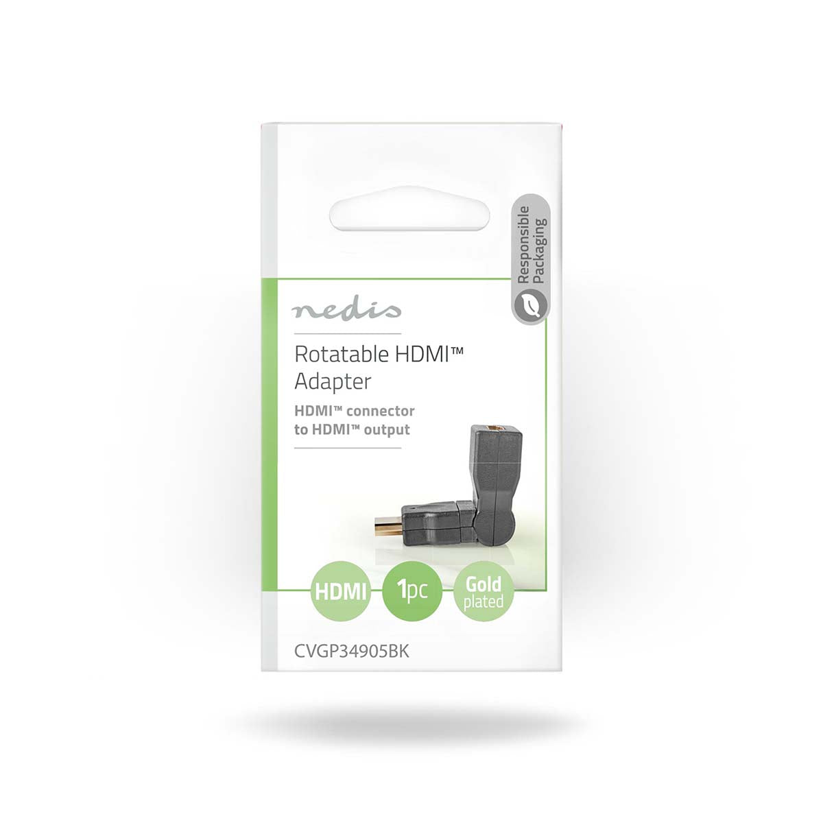 HDMI™ -Adapter | HDMI™ Stecker | HDMI™ Buchse | Vergoldet | Drehgelenk | ABS | Schwarz | 1 Stück | Umschlag