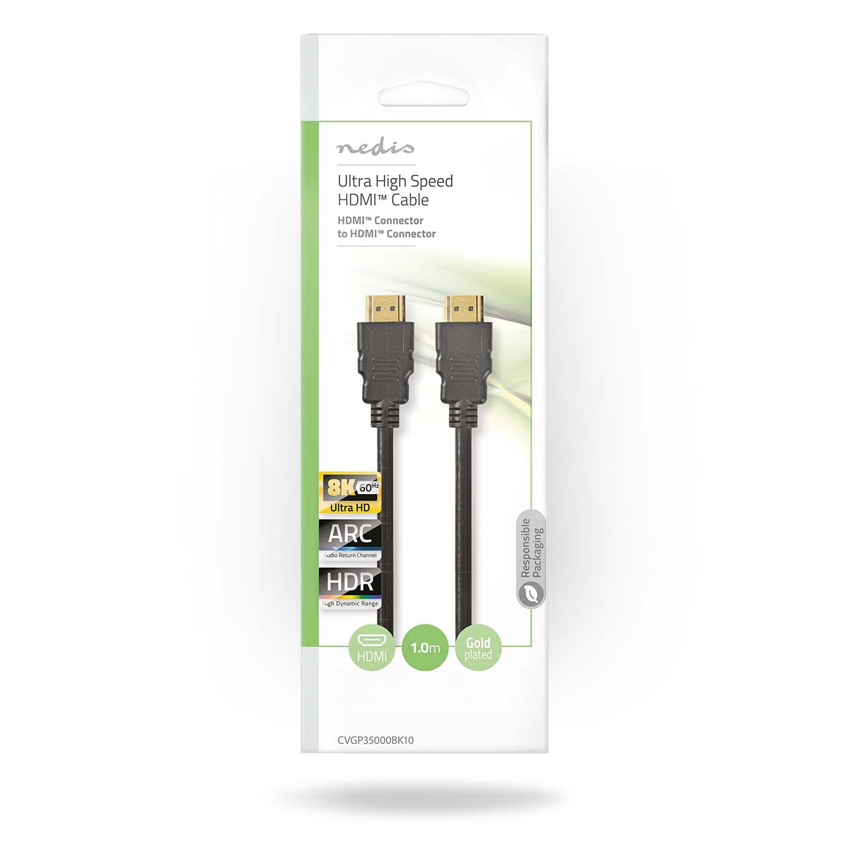 Ultra High Speed HDMI ™ -Kabel | HDMI™ Stecker | HDMI™ Stecker | 8K@60Hz | 48 Gbps | 1.00 m | Rund | 6.0 mm | Schwarz | Plastikbeutel