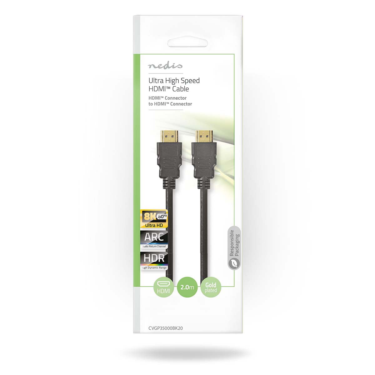 Ultra High Speed HDMI ™ -Kabel | HDMI™ Stecker | HDMI™ Stecker | 8K@60Hz | 48 Gbps | 2.00 m | Rund | 6.5 mm | Schwarz | Plastikbeutel